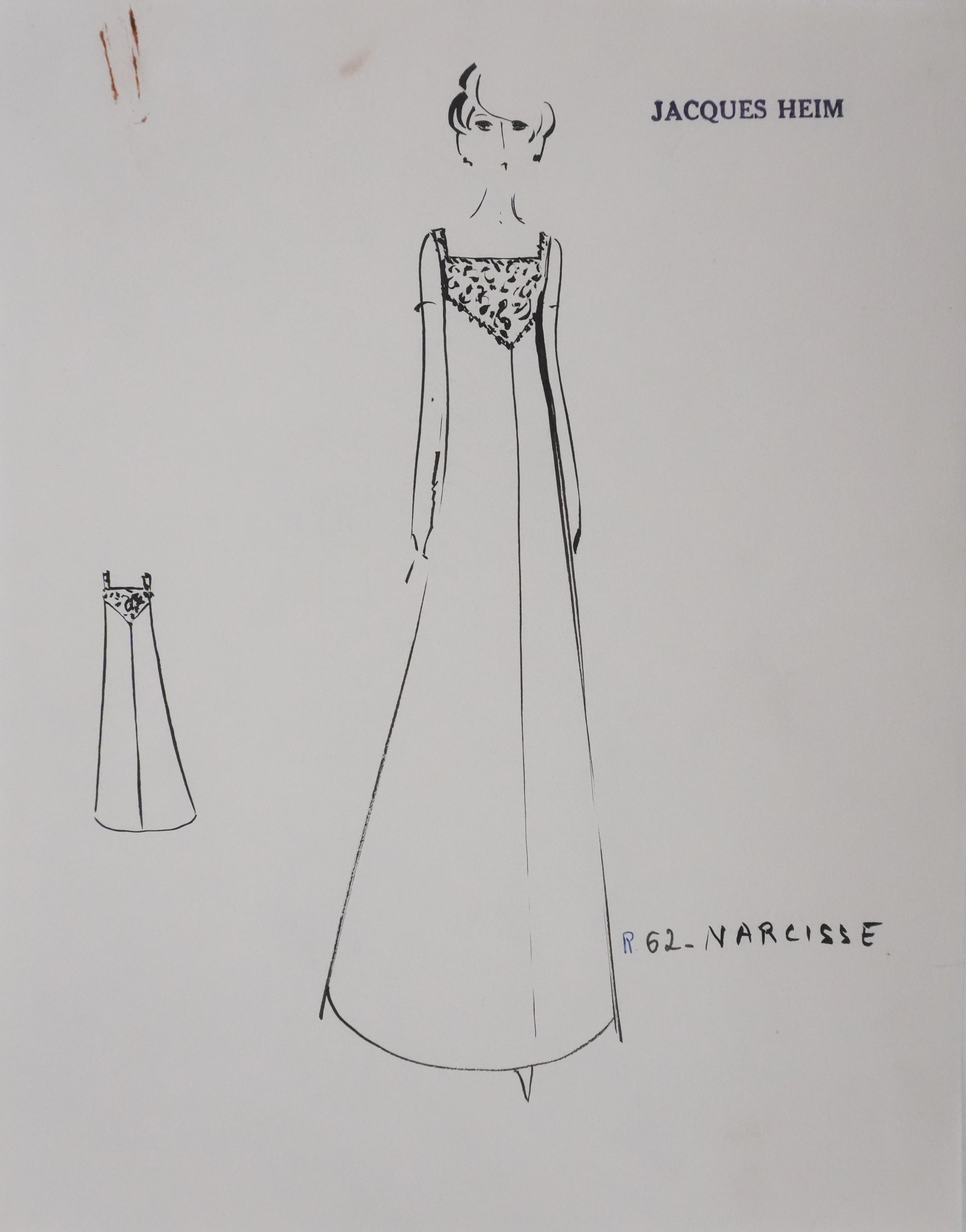 Jacques HEIM : Robe Narcisse, Dessin original signé