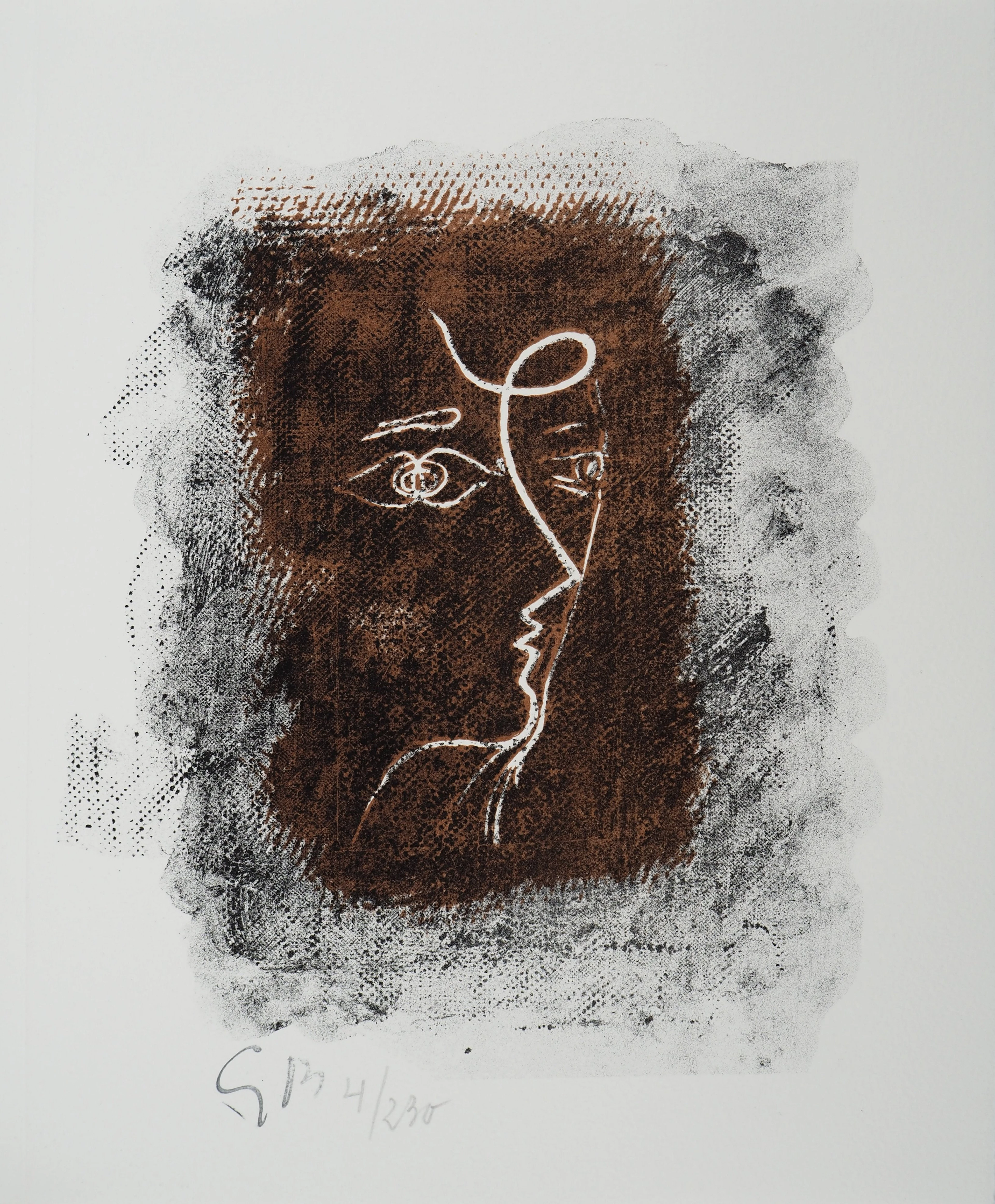 Georges BRAQUE : Profil cubiste - Lithographie originale Signée
