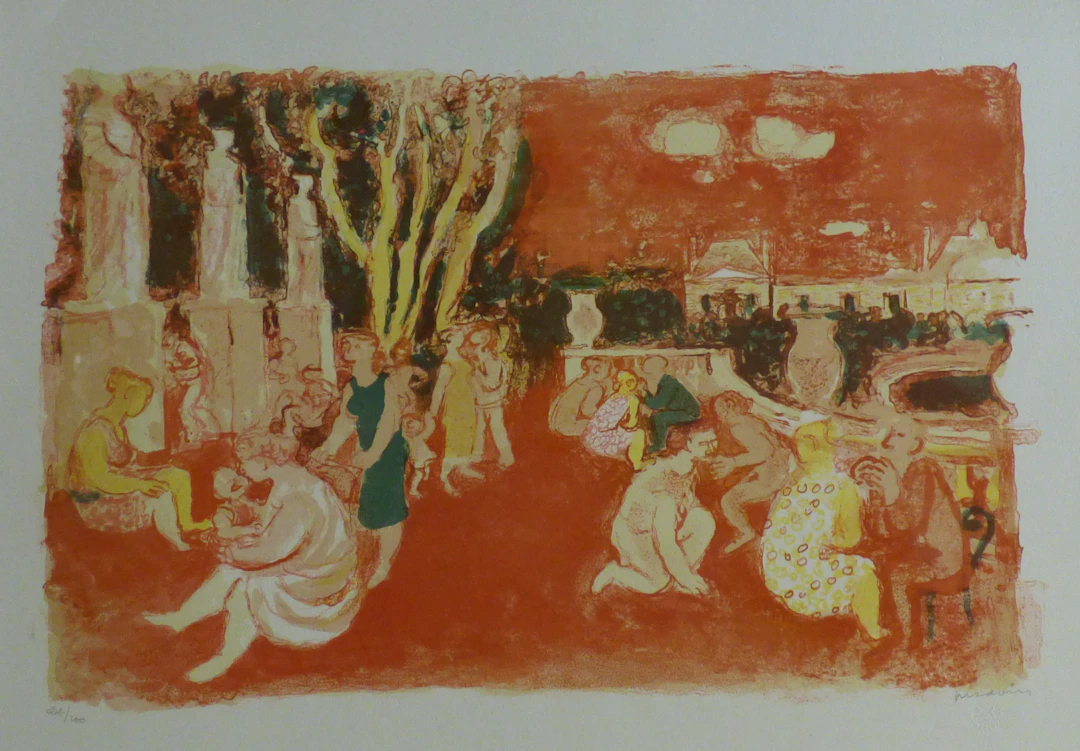 Maurice SAVIN - Les Jardins du Luxembourg, vers 1962 - Lithographie