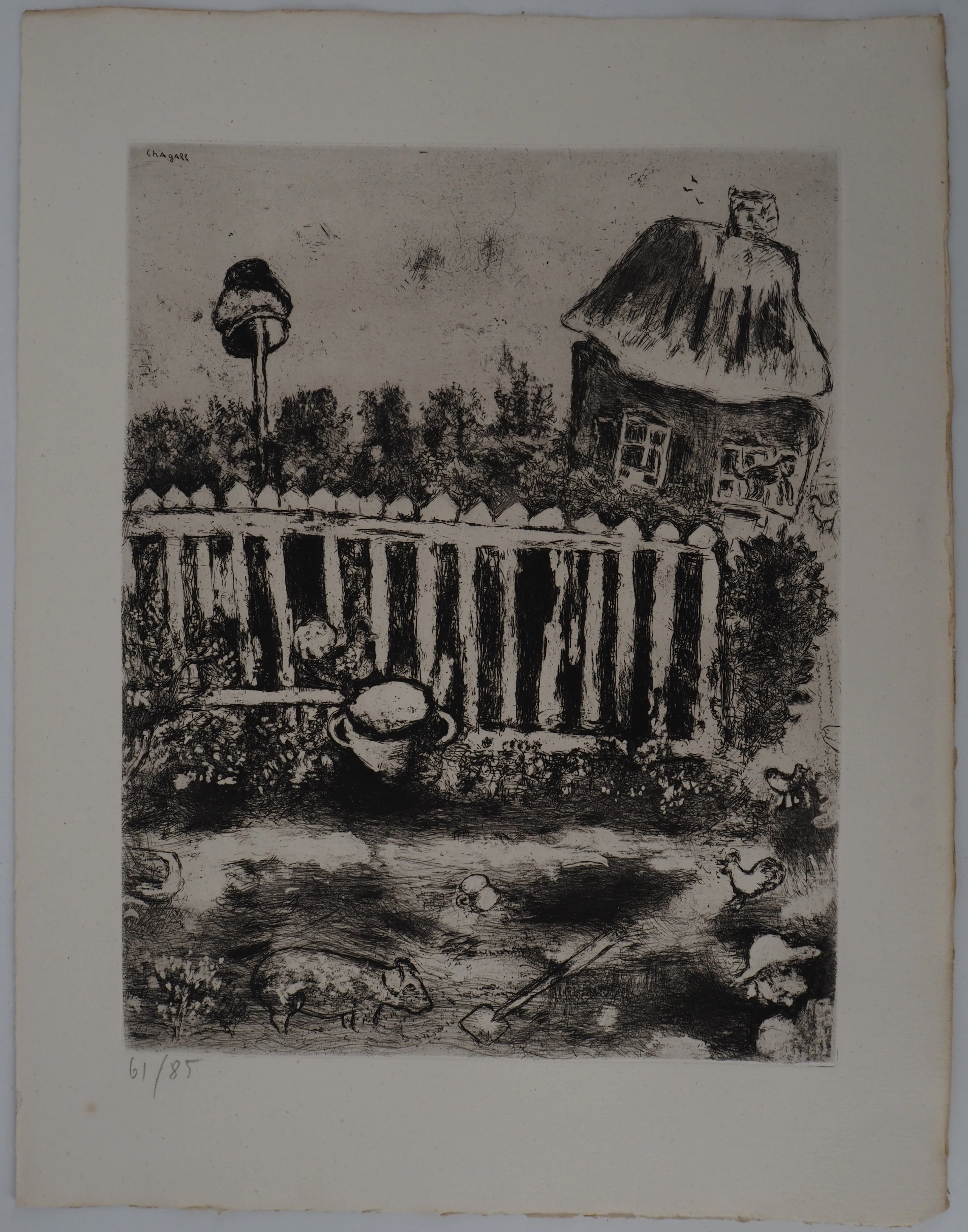 Marc CHAGALL : Le Pot de terre et le Pot de fer, Gravure originale signée