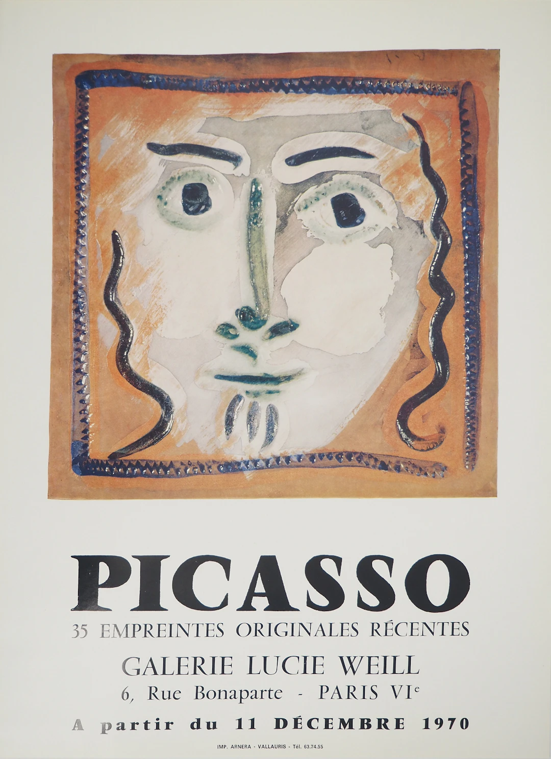 Pablo PICASSO : Céramique, Portrait surréaliste, Affiche originale d’époque