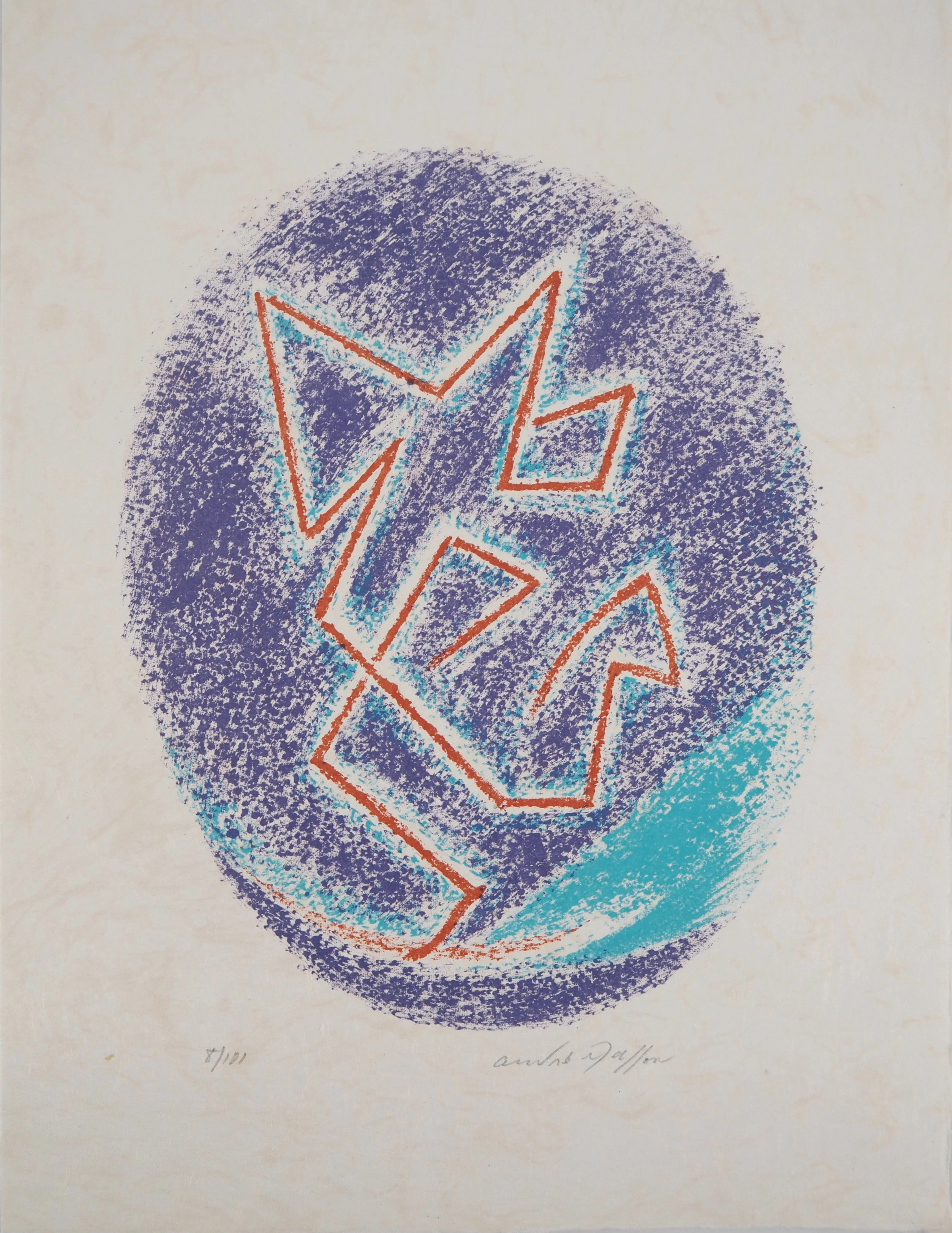 André MASSON : Composition en violet - Lithographie originale signée