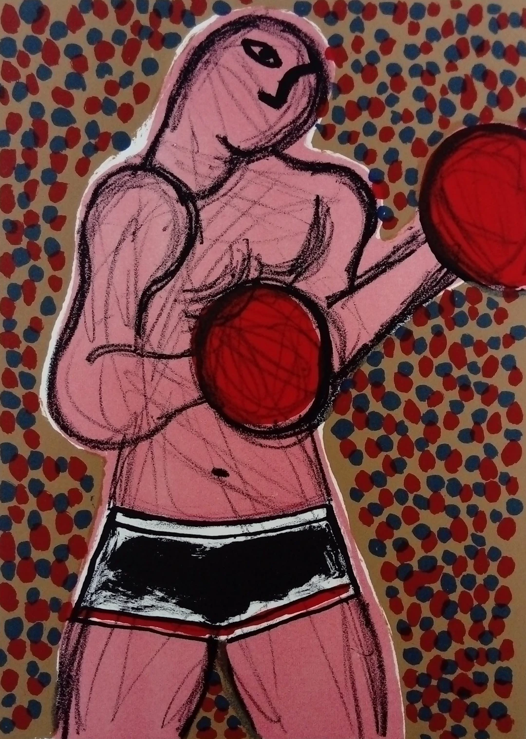 CORNEILLE - Boxeurs, 1985 - Lithographie signée au crayon