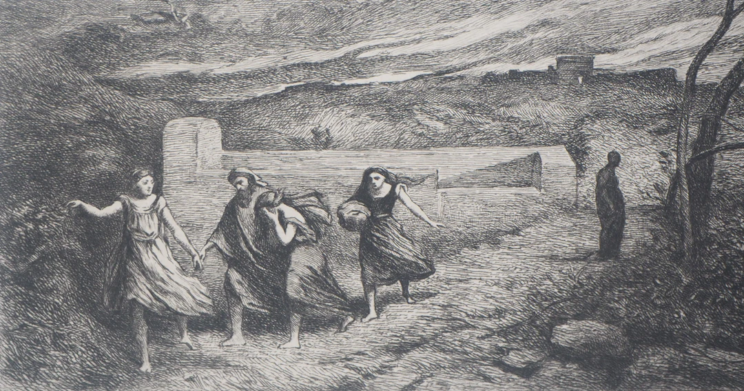 JB Camille COROT (d’après) Incendie de Sodome - Gravure d’après peinture