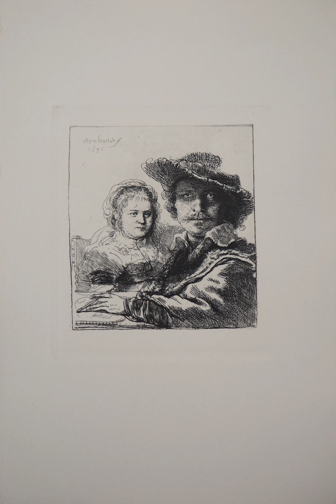 REMBRANDT (D’après) : Rembrandt et Saskia - Gravure Signée
