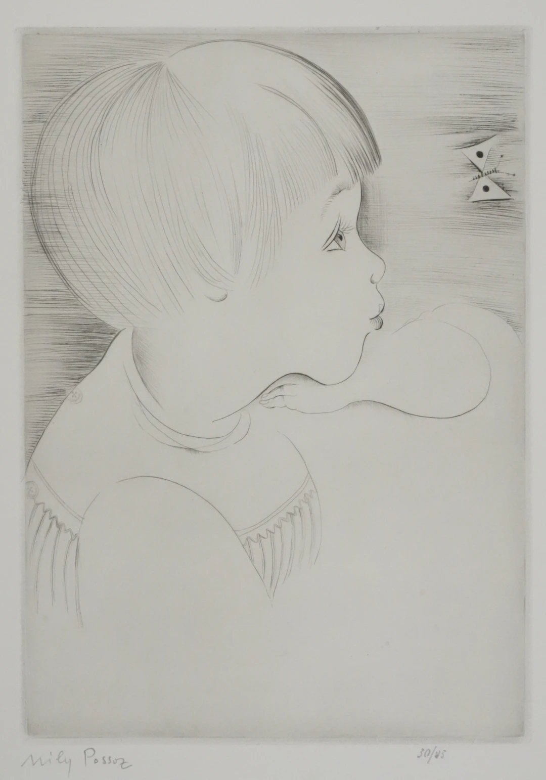Mily POSSOZ : Le papillon - Gravure originale signée