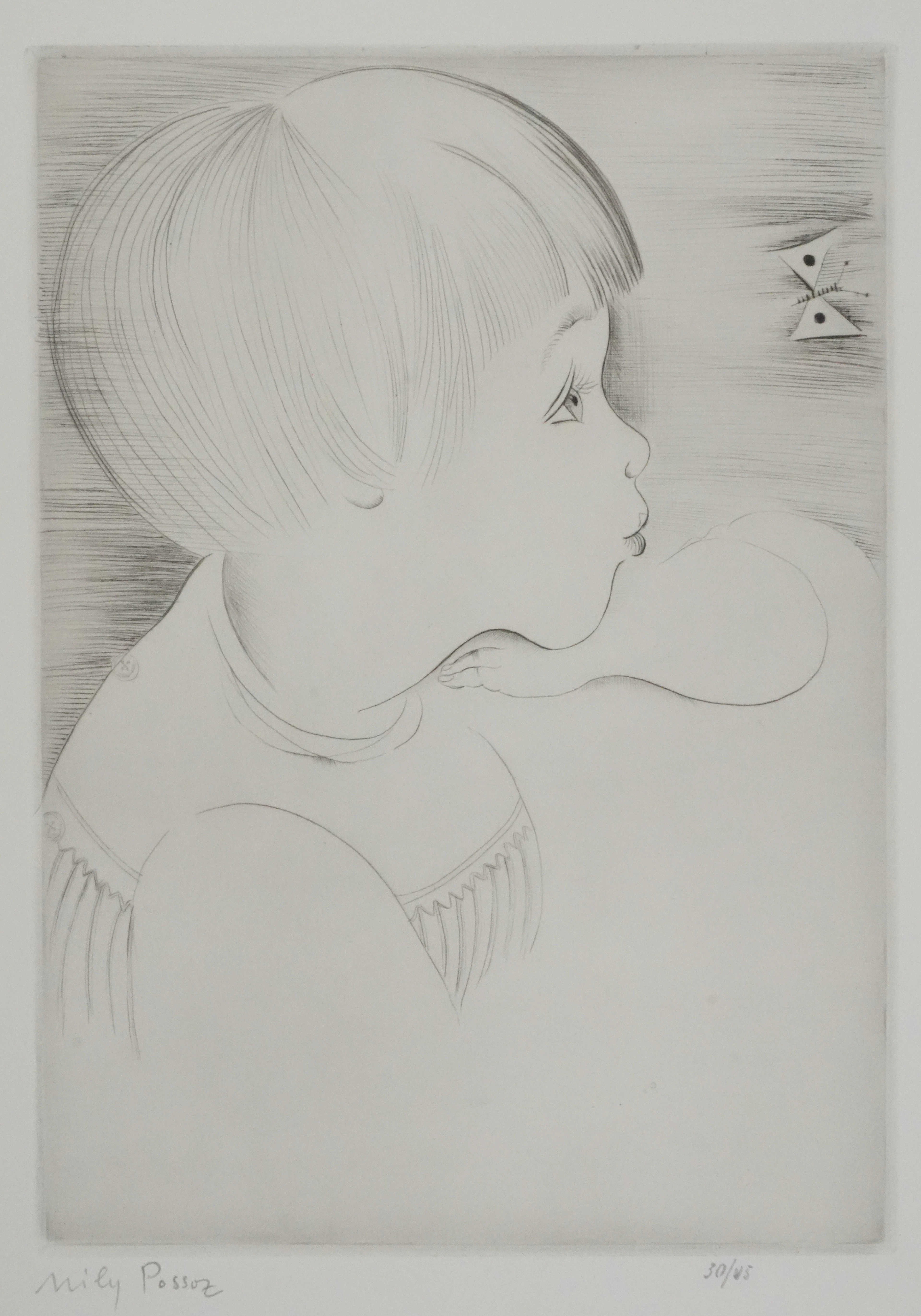 Mily POSSOZ : Le papillon - Gravure originale signée