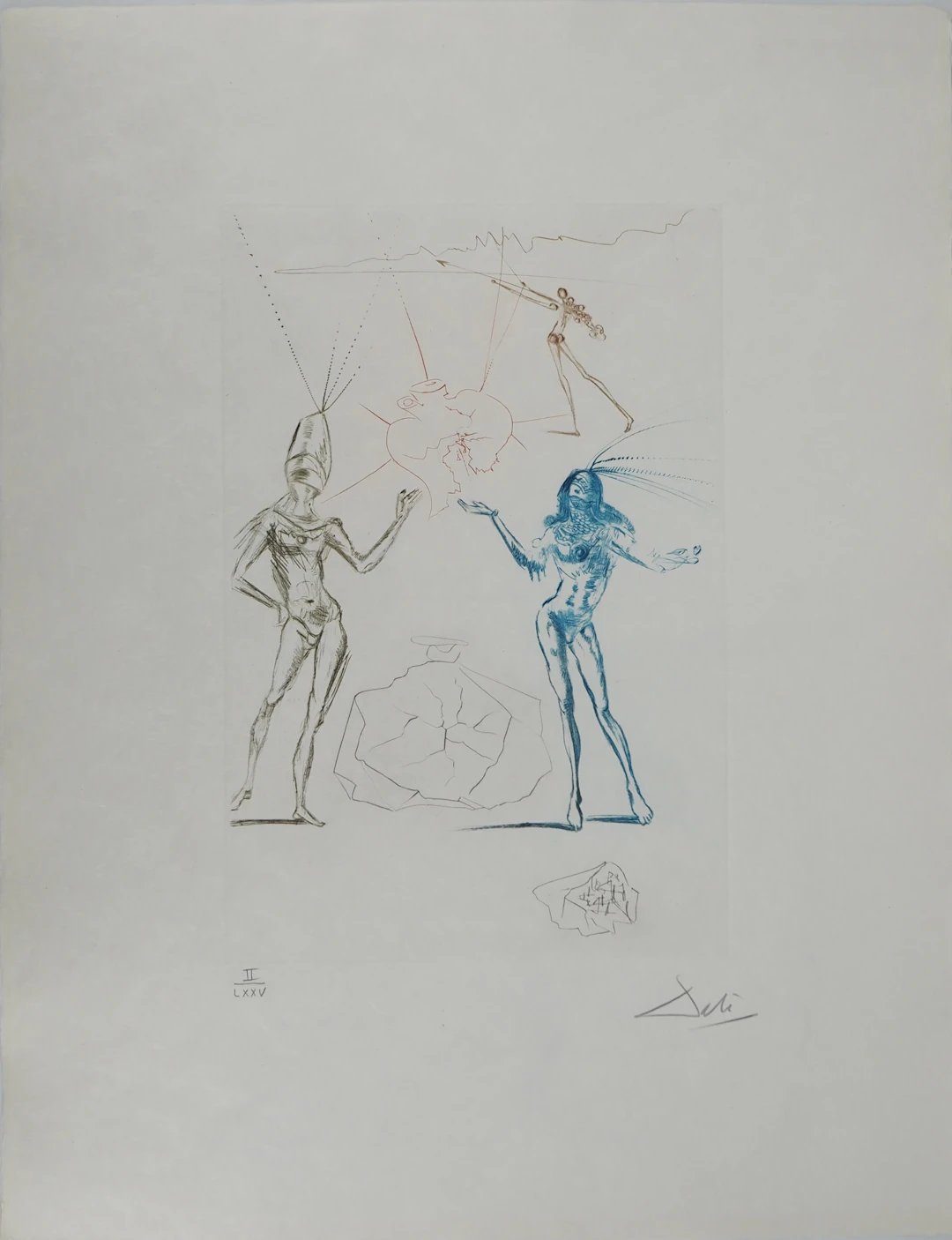Salvador DALI : Les amants condamnés, Gravure originale signée
