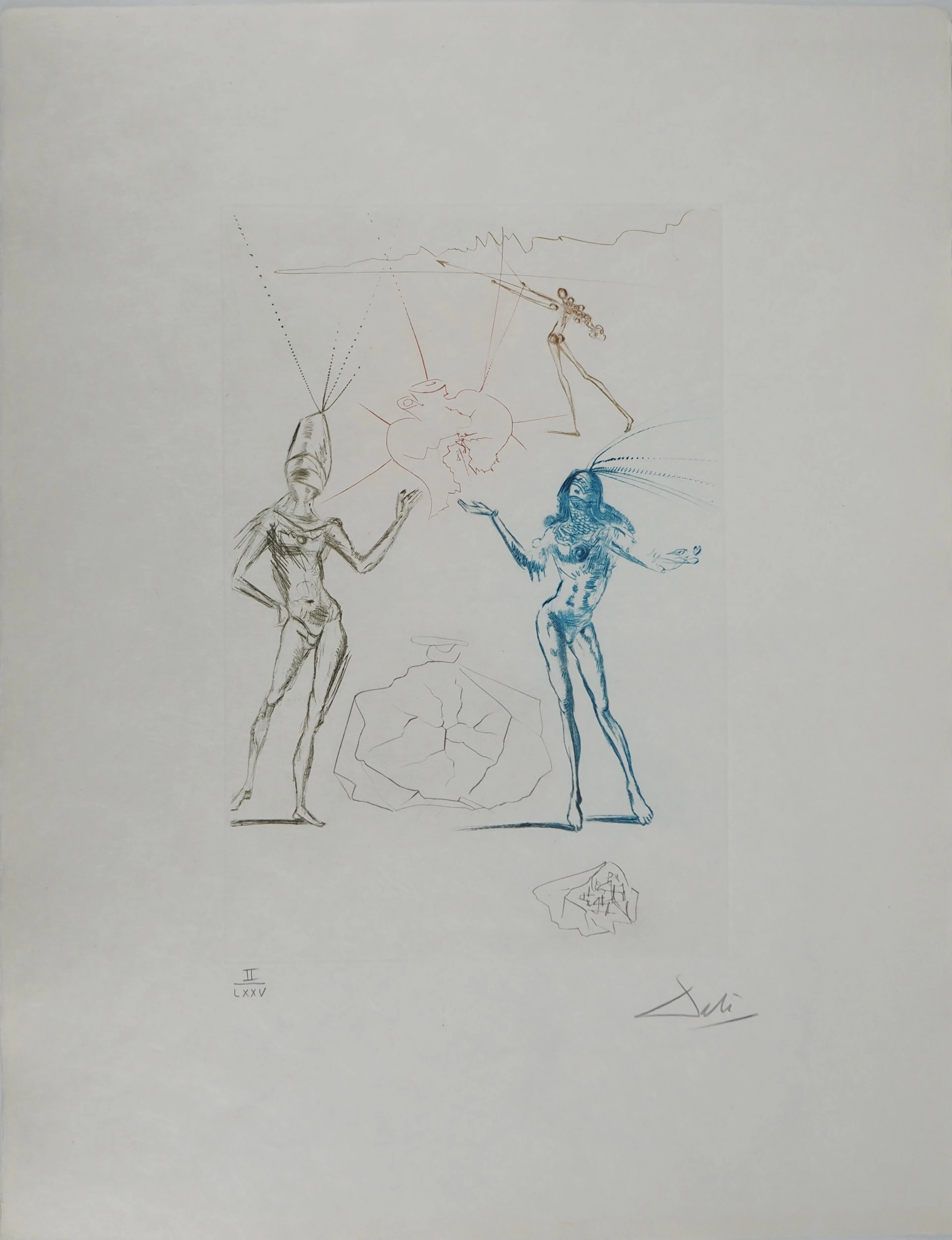 Salvador DALI : Les amants condamnés, Gravure originale signée