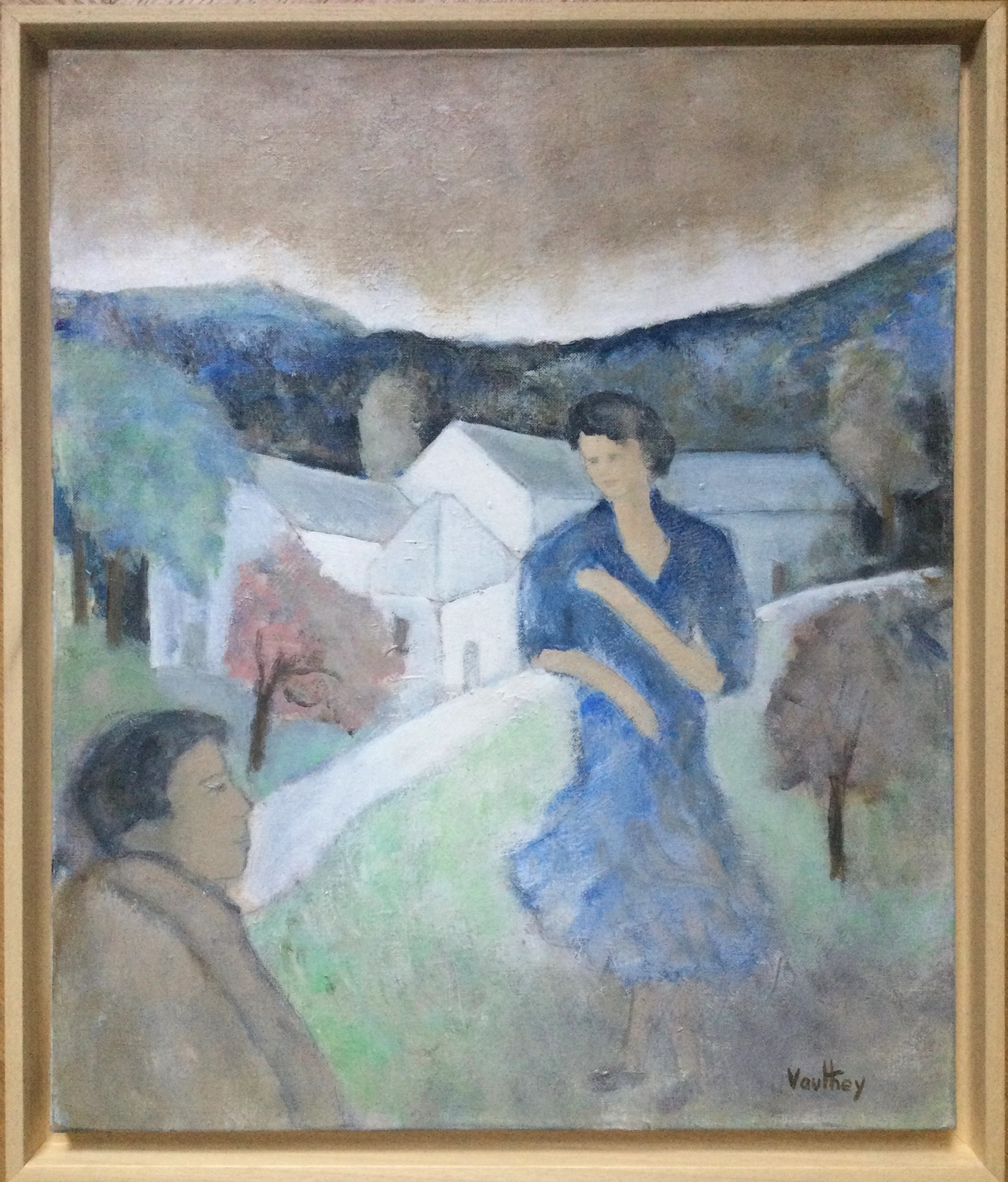 Pierre VAUTHEY - Couple dans un paysage - Huile sur toile signée