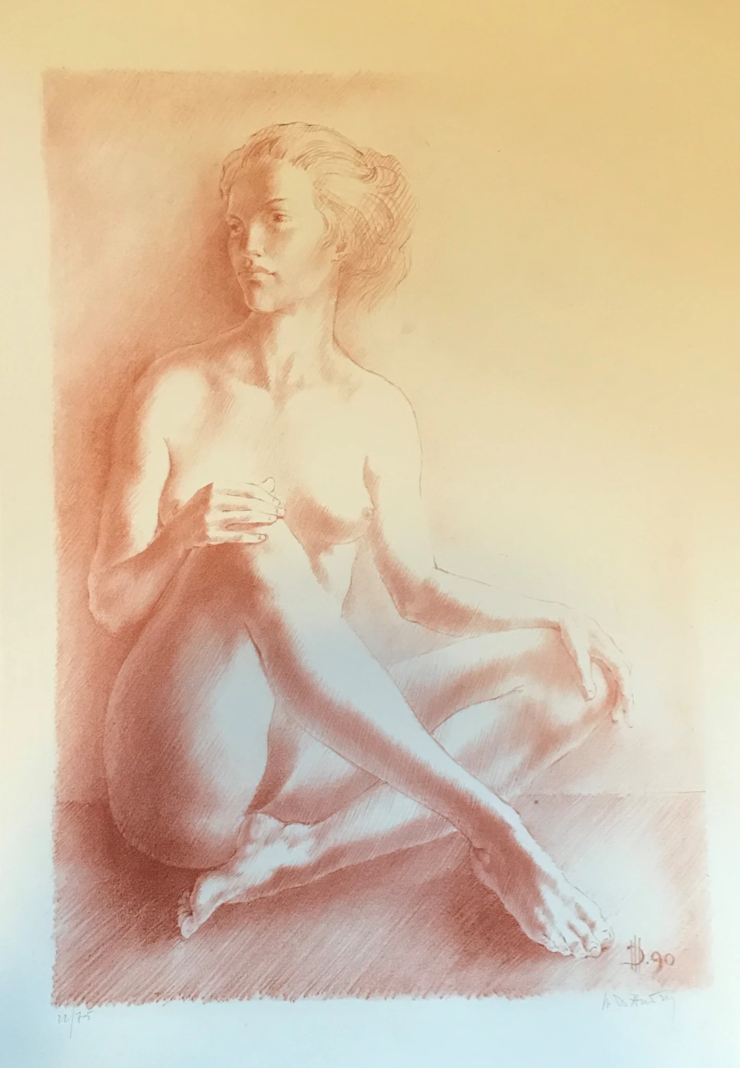 Marc DAUTRY - Brigitte assise, 1990 - Lithographie signée au crayon