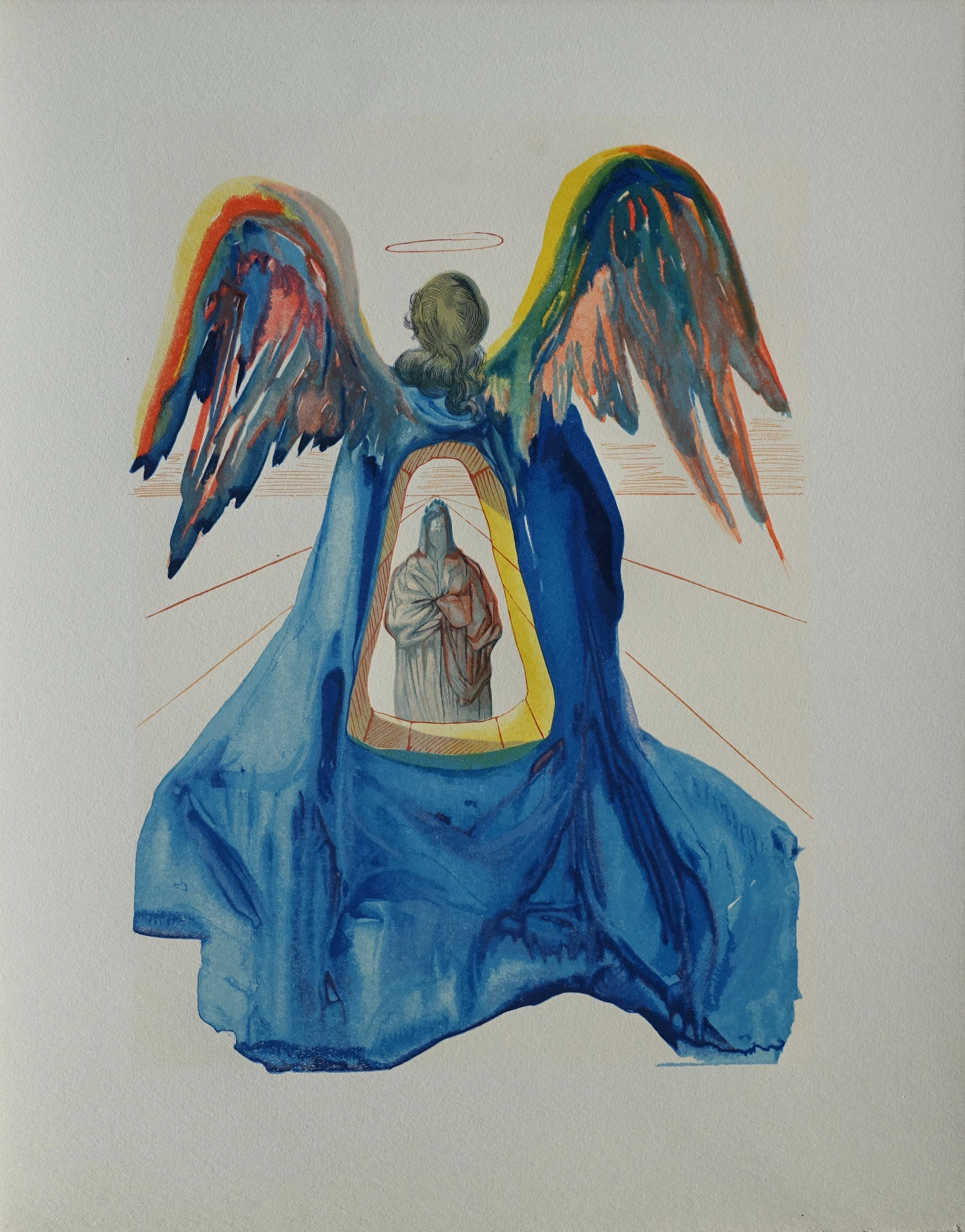Salvador DALI : Dante purifié, Bois gravé original