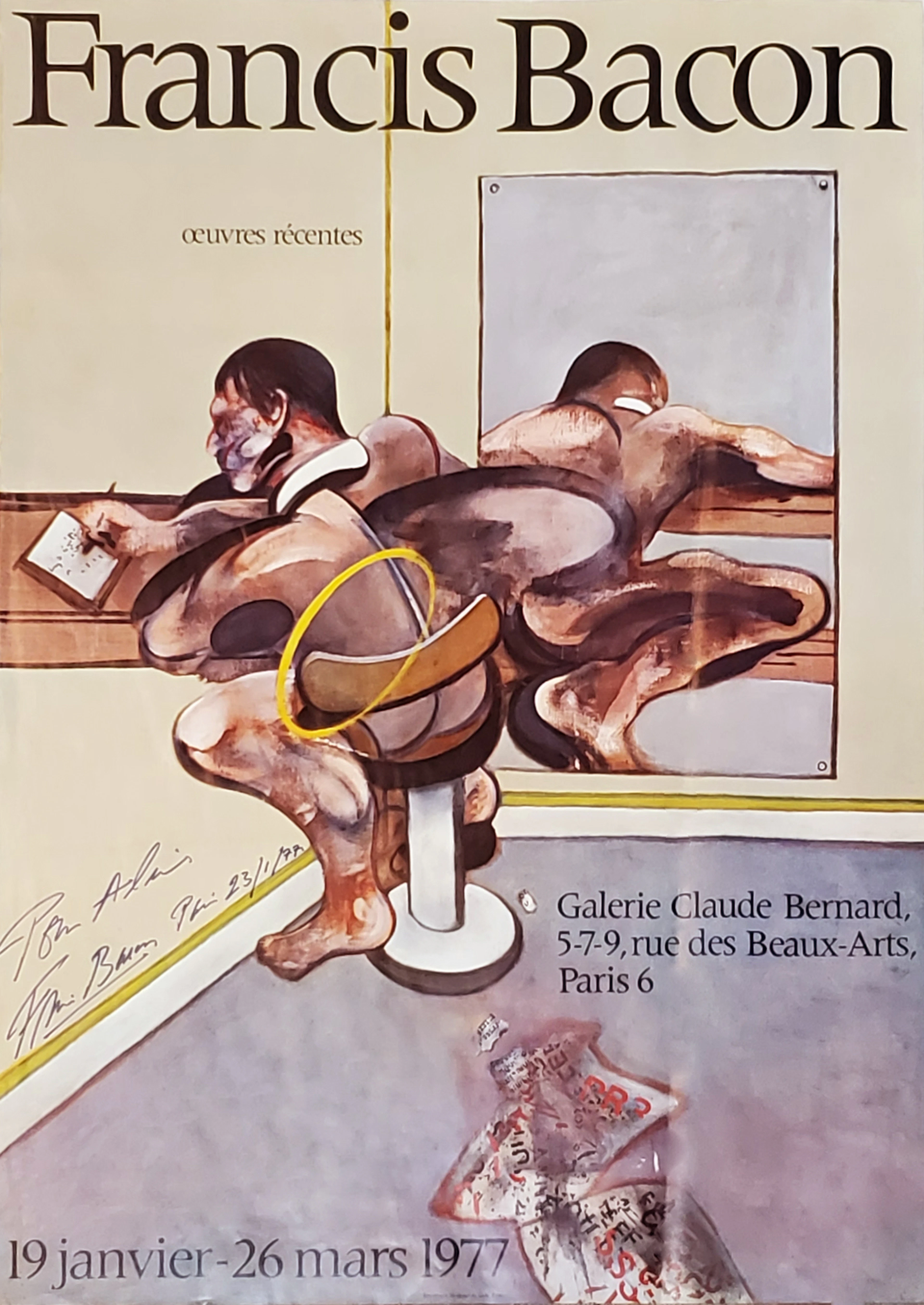 Francis Bacon, affiche dedicacée, signée au feutre 1977