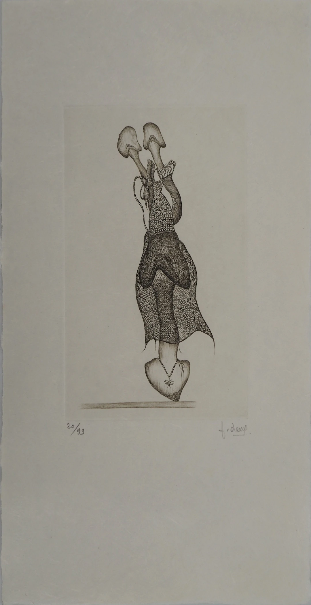 Fred DEUX : Elle souffre, Gravure originale signée