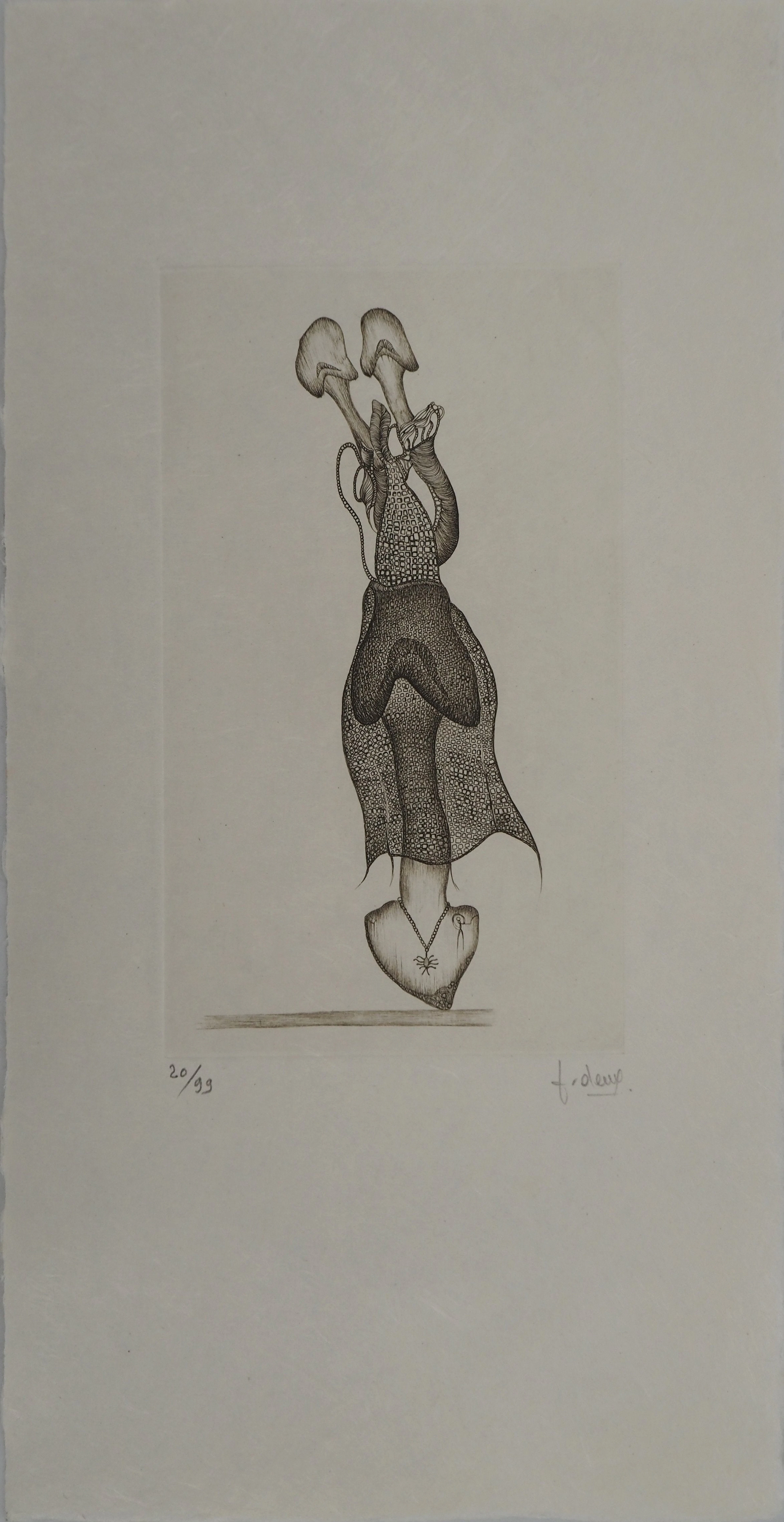 Fred DEUX : Elle souffre, Gravure originale signée