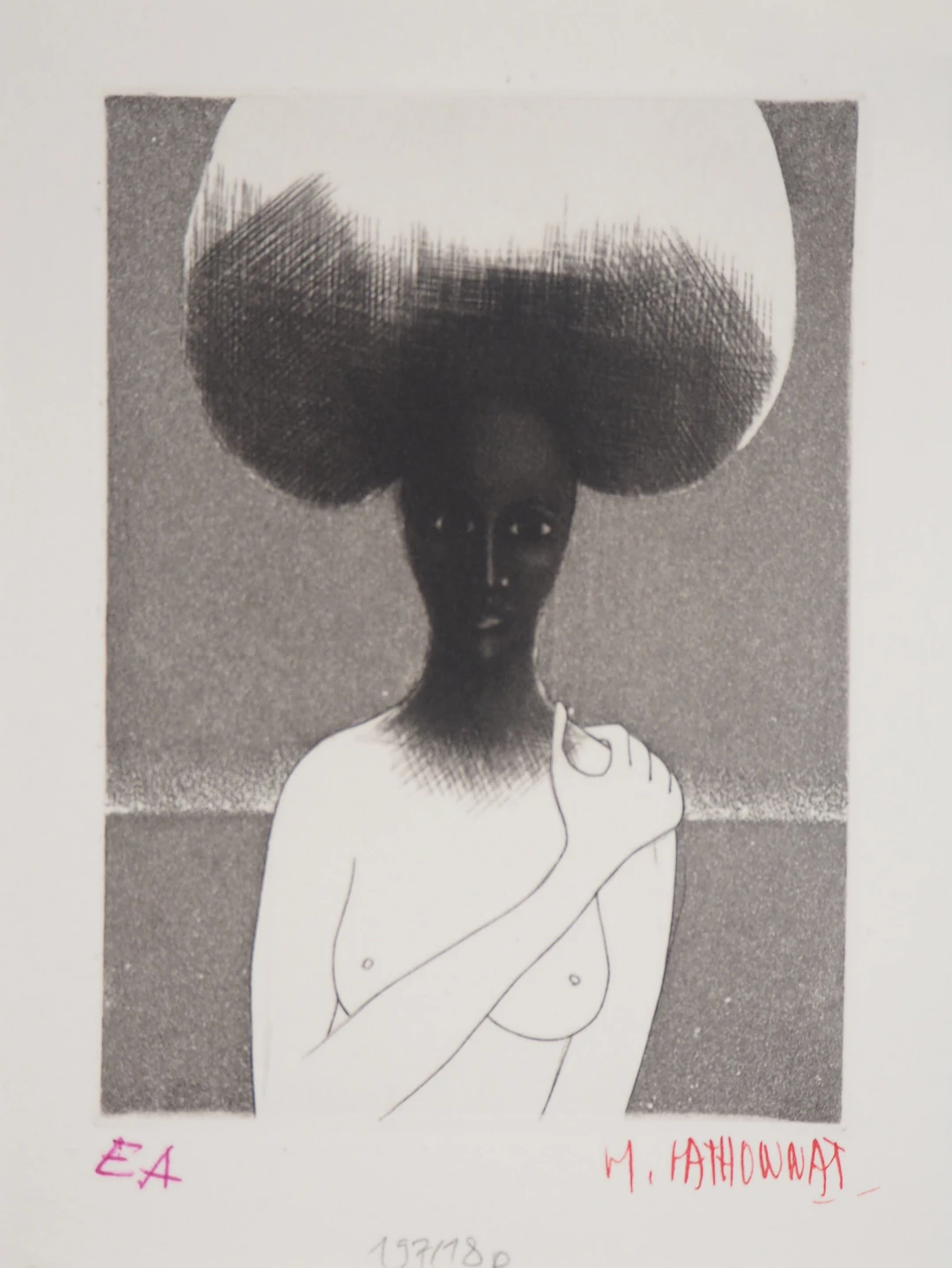 Michel MATHONNAT - Femme champignon - Gravure originale signée au crayon