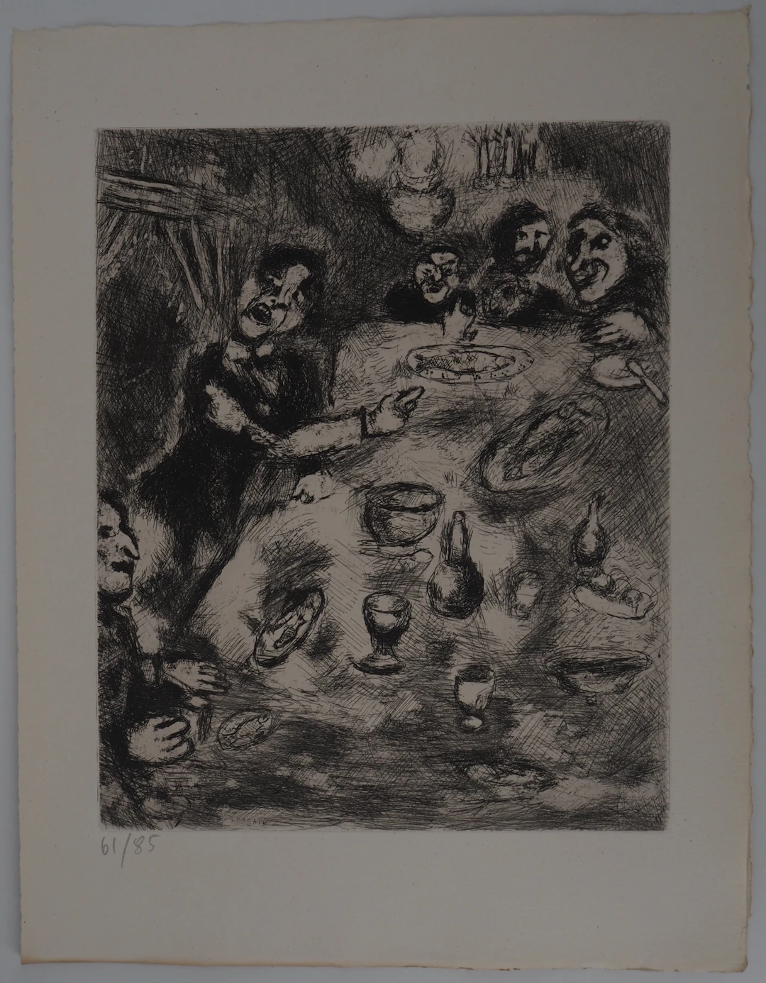 Marc CHAGALL : Le dîner, Gravure originale signée