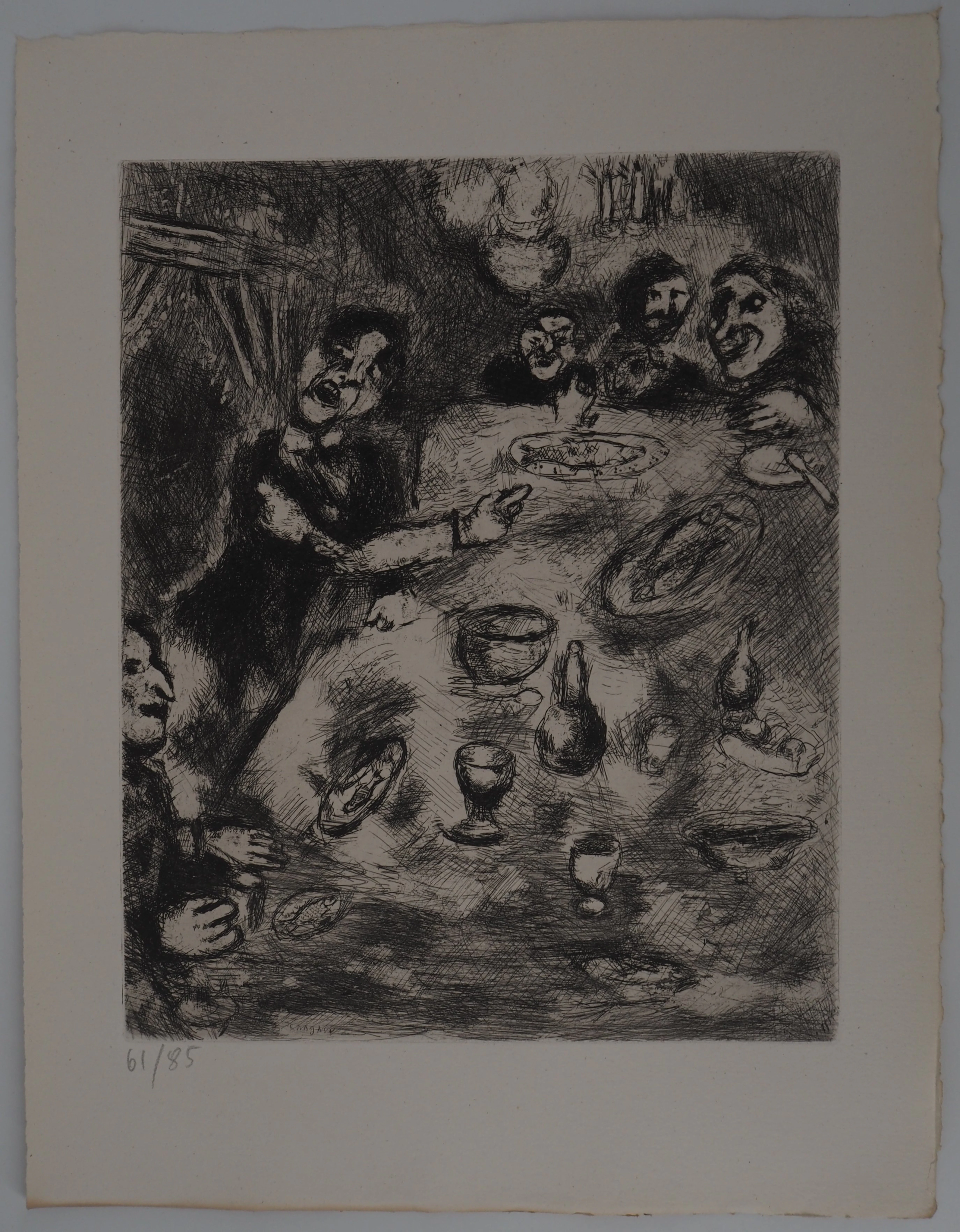 Marc CHAGALL : Le dîner, Gravure originale signée