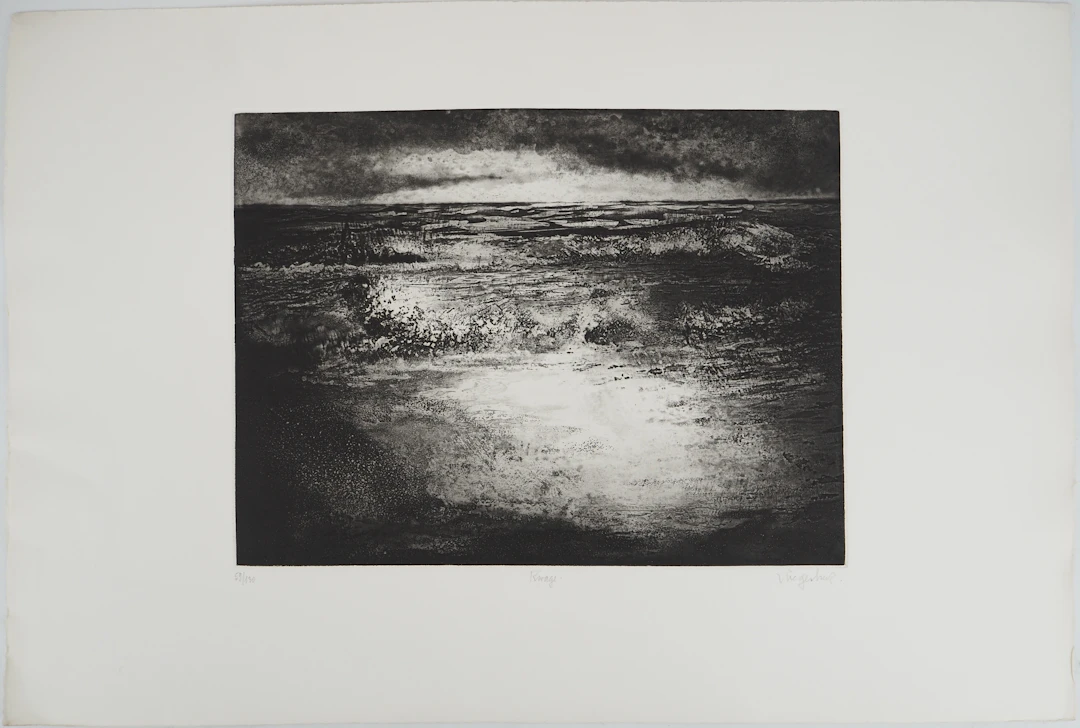 Luc GERBIER, Rivage, 1982 - Gravure sur cuivre originale Signée