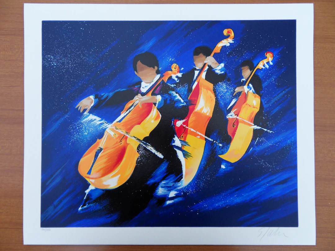 Victor SPAHN : Concert trio de contrebasses - Sérigraphie originale signée
