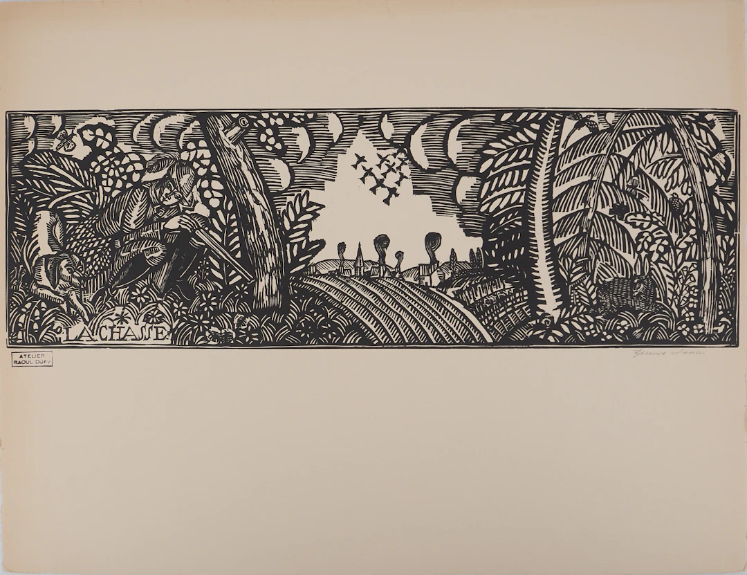 Raoul DUFY : La chasse - Gravure sur bois originale signée