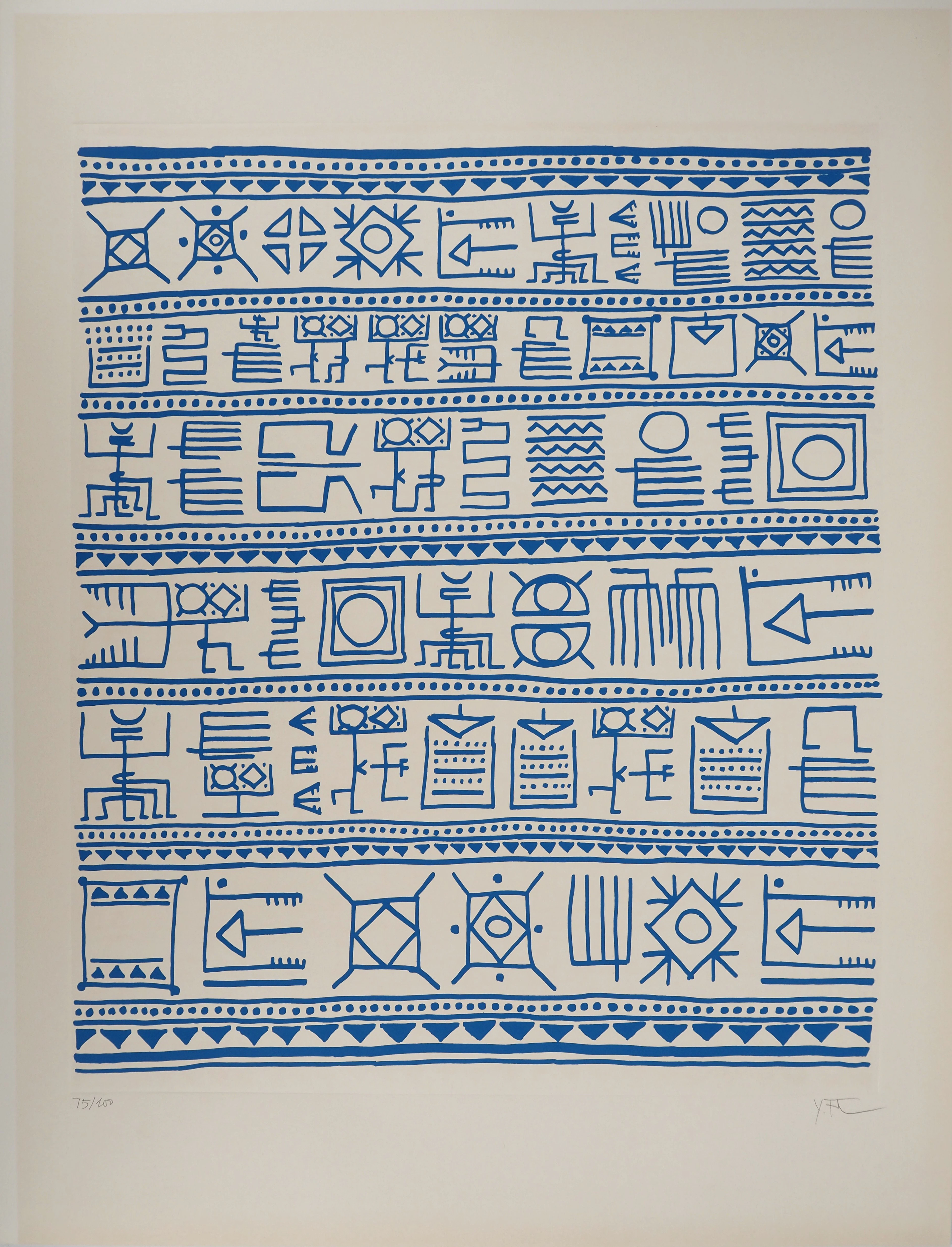 Yona FRIEDMAN : Pictogrammes de la Genèse (Bleu), Sérigraphie originale signée