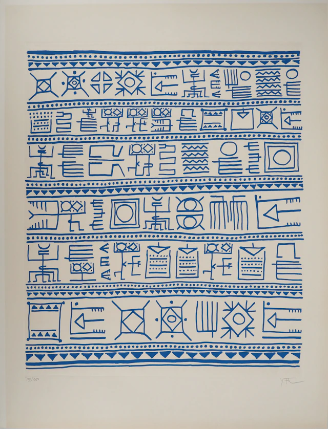 Yona FRIEDMAN : Pictogrammes de la Genèse (Bleu), Sérigraphie originale signée