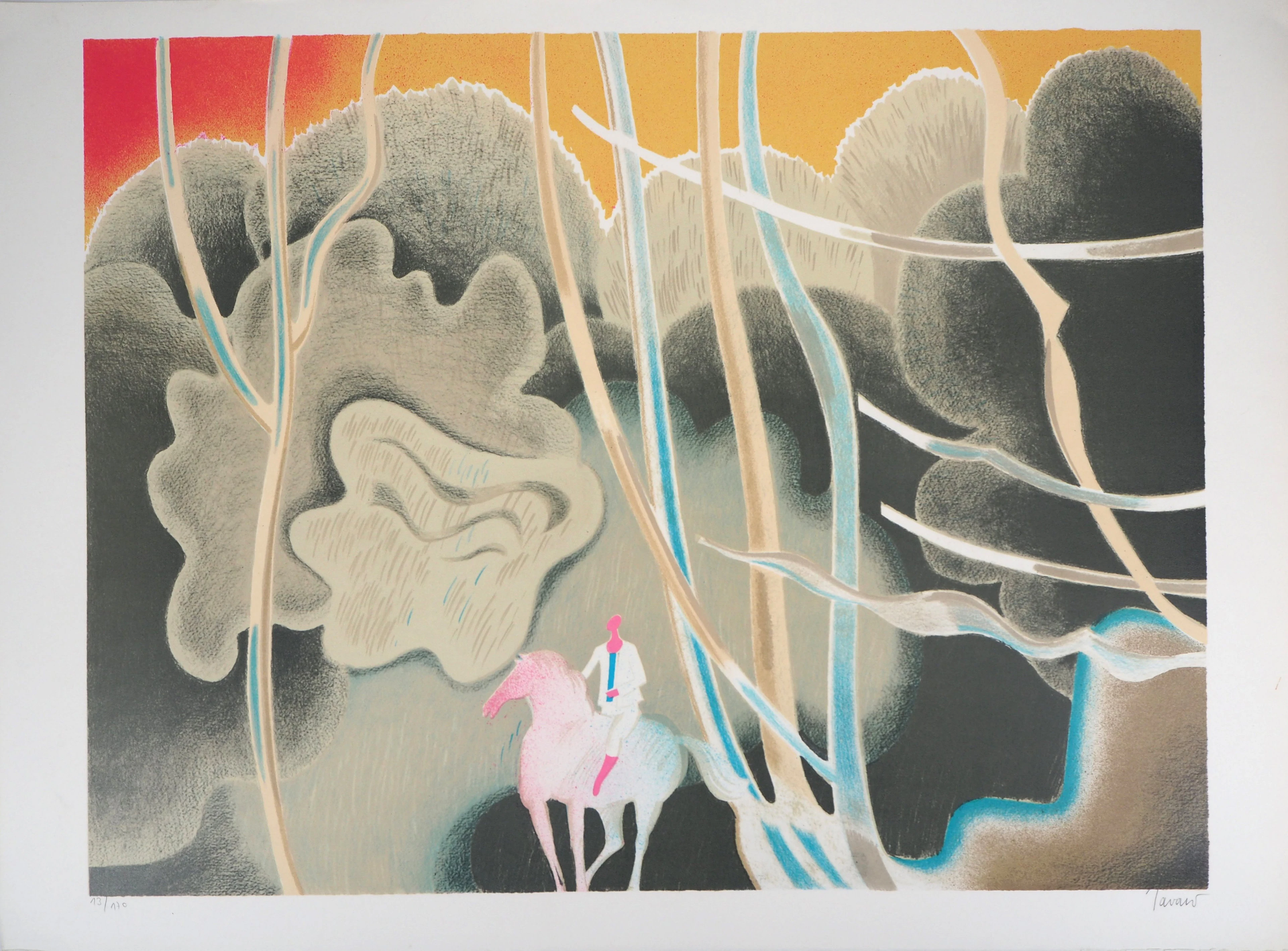 Albert ZAVARO : Chevauchée matinale - Lithographie originale signée