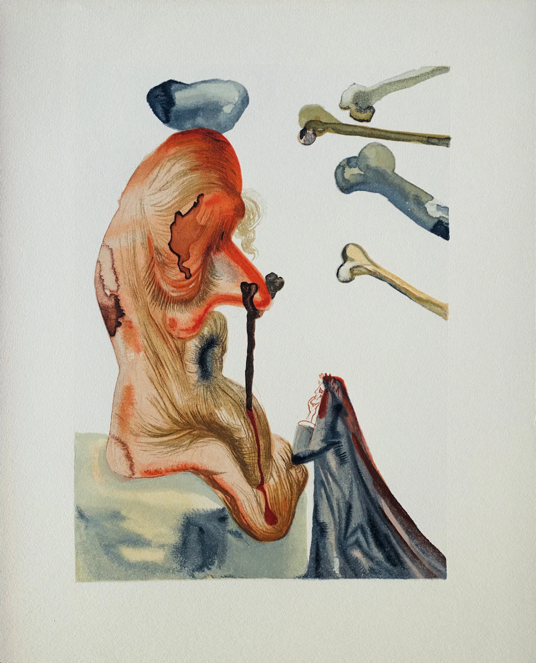 Salvador DALI : Les trompeurs, Bois gravé original