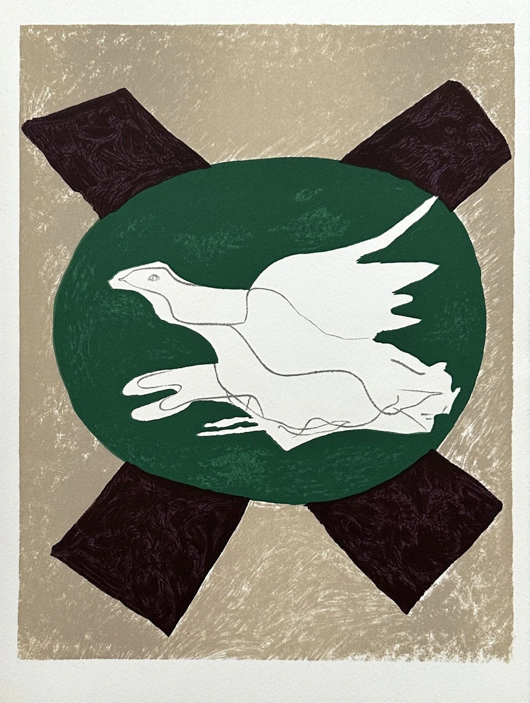 Georges Braque (d’après) - Oiseau sur fond de X - Lithographie en couleurs