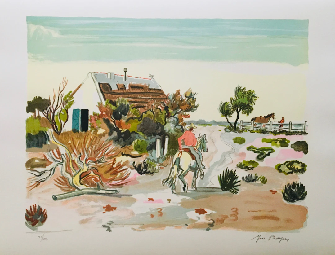 Yves BRAYER - La cabane gardiane, 1973 - Lithographie signée au crayon