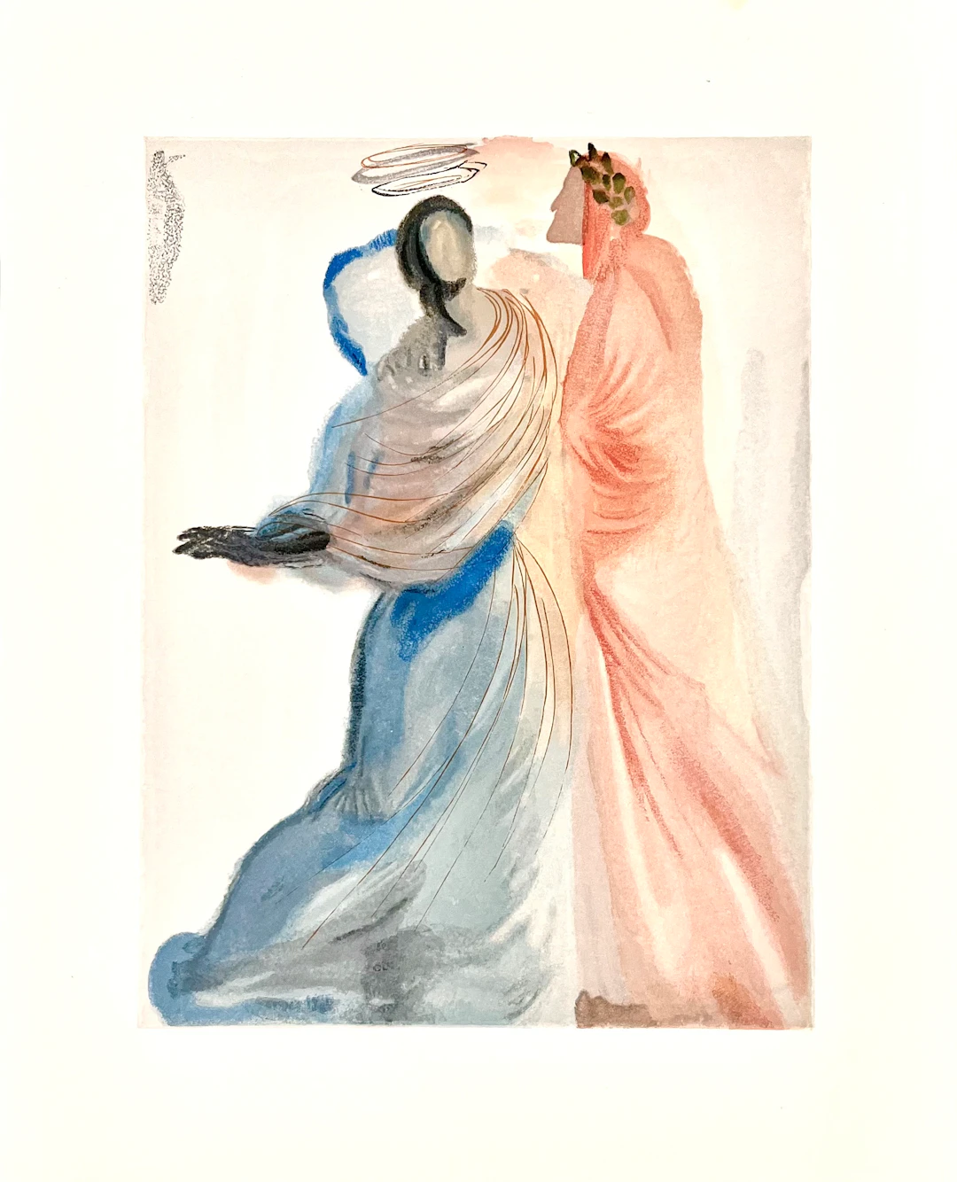 Salvador Dali -Divine Comédie "Dante et Beatrice" - Bois gravé 1960