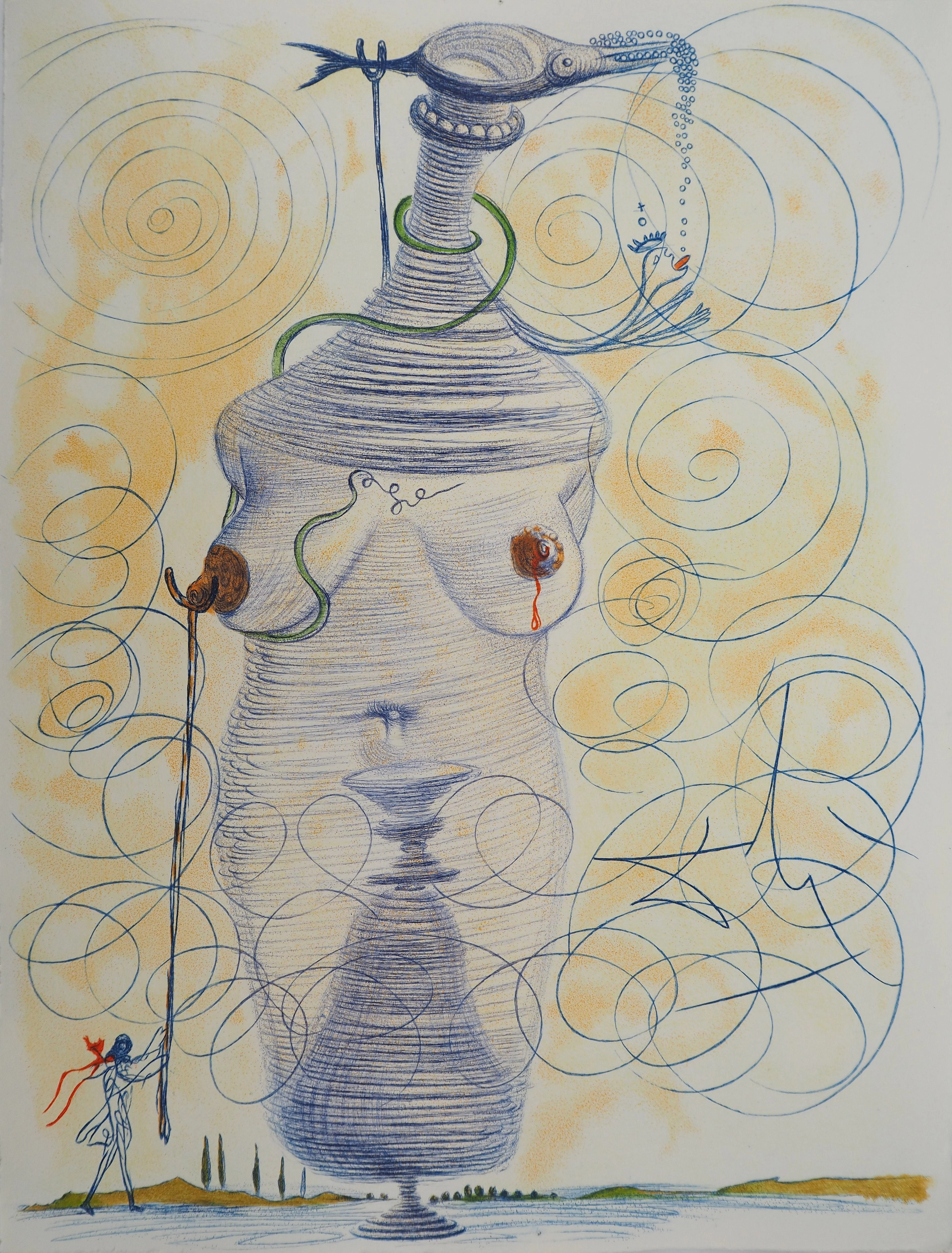 Salvador DALI : Casanova, Femme surréaliste à la béquille, Gravure