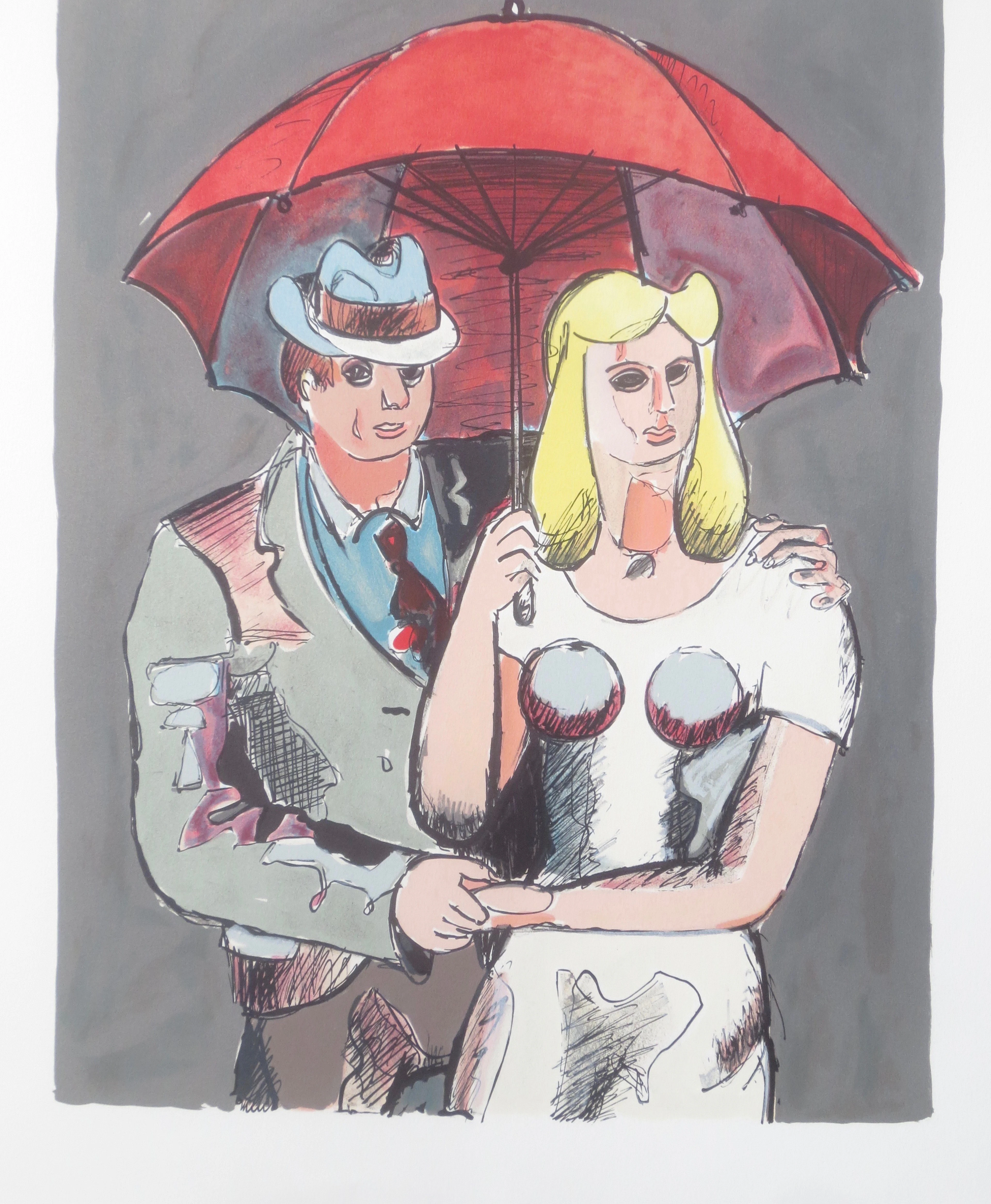 jean HELION "les passants "1986 lithographie non signée