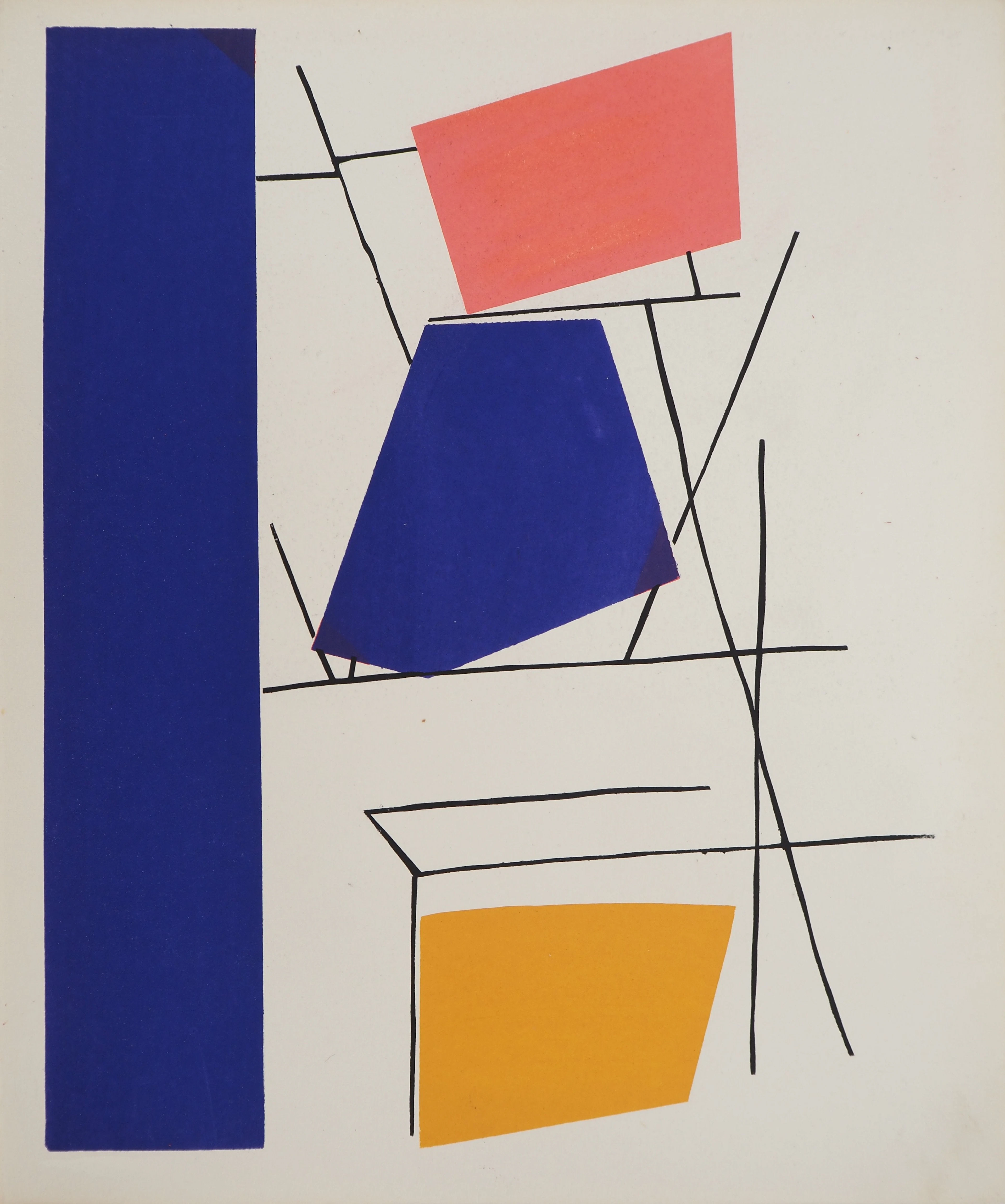 Richard MORTENSEN : Empilement abstrait, Lithographie et pochoir