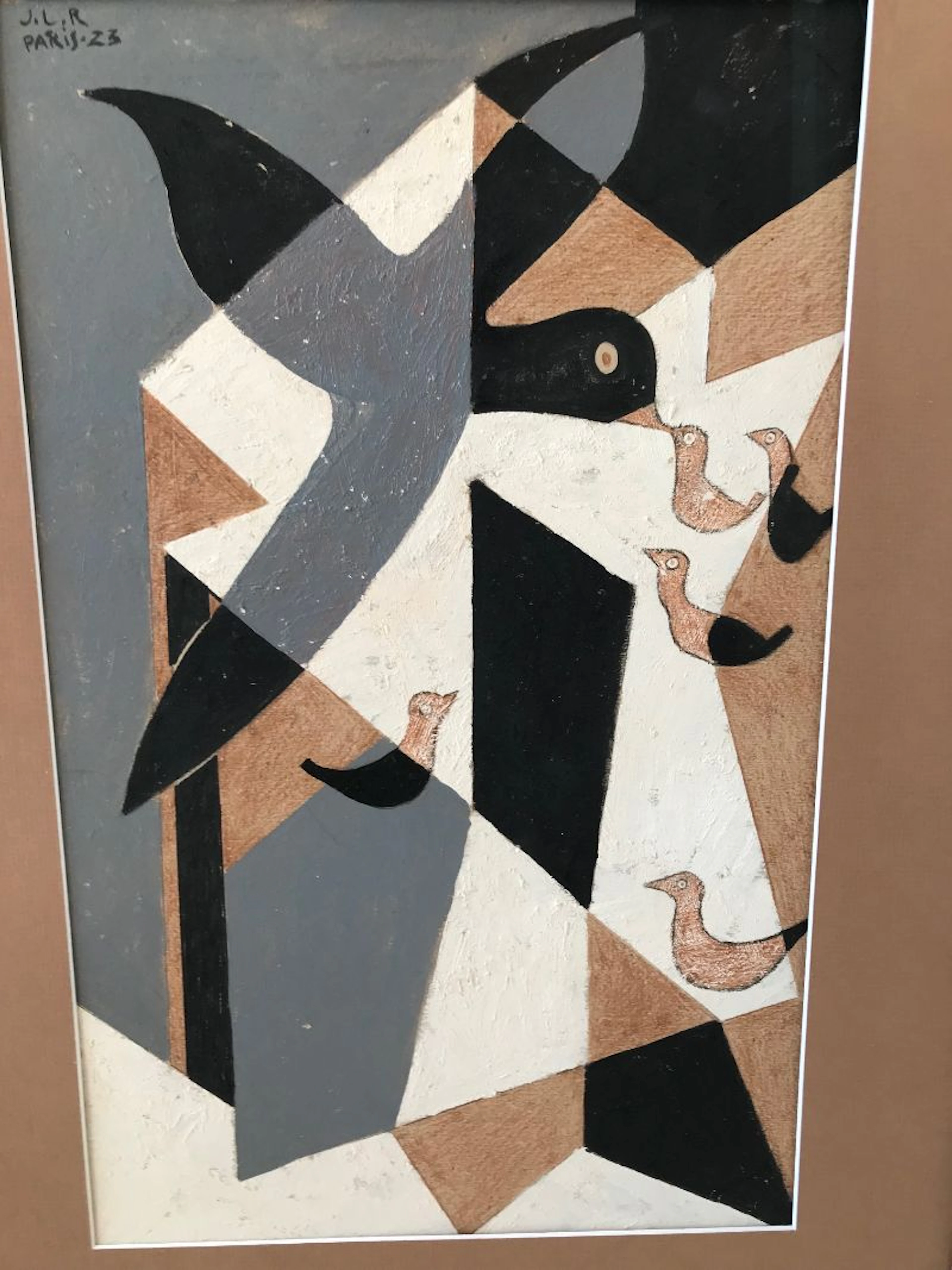 Jean Lambert-Rucki - les oiseaux,1923 - huile sur papier monogrammé et datée