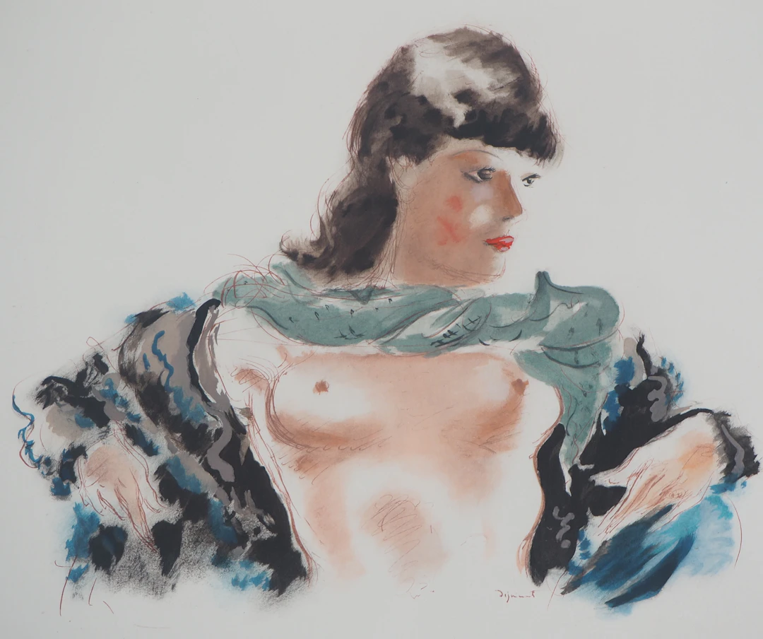 André DIGNIMONT - Modèle au foulard vert, 1946 - Lithographie originale signée