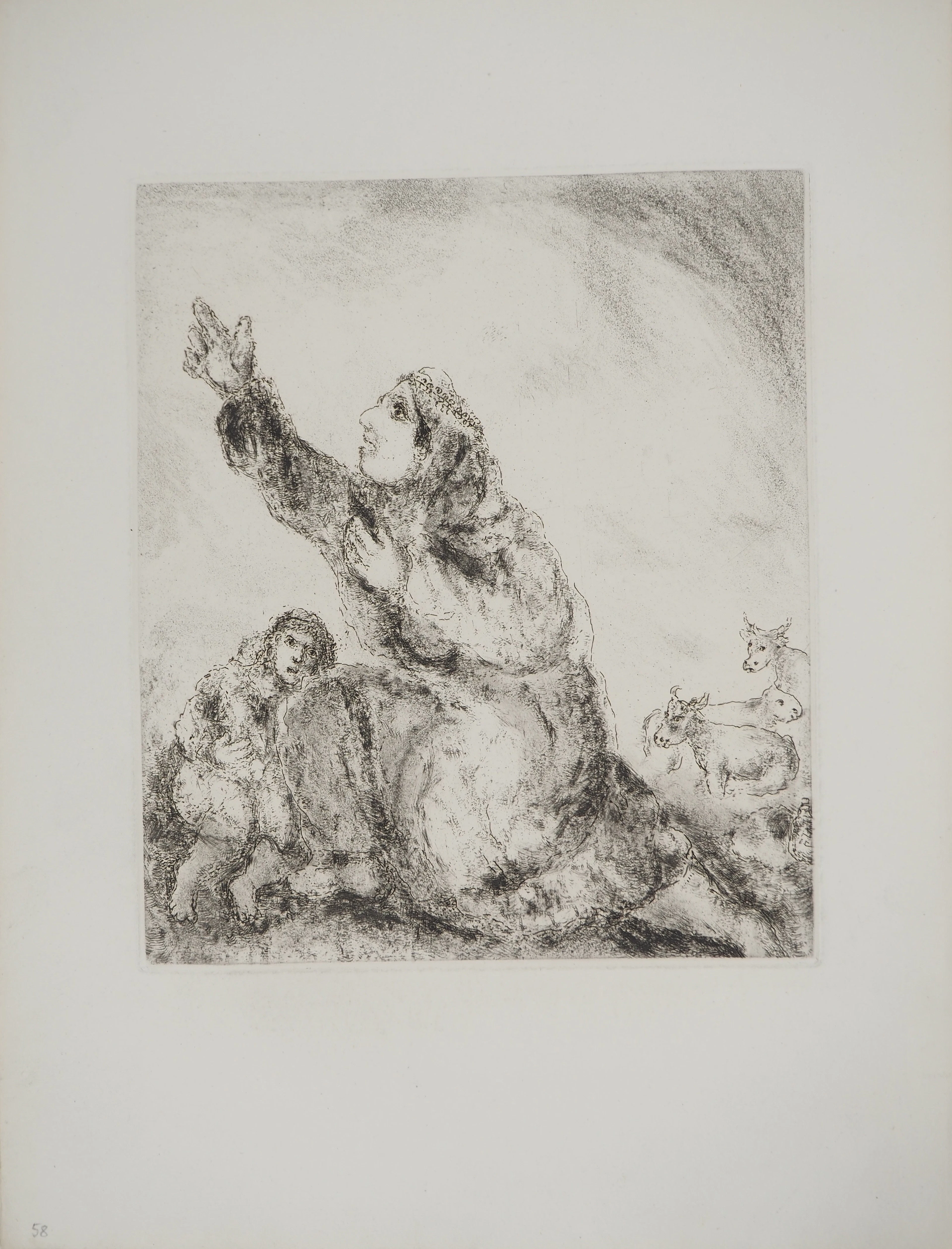 Marc CHAGALL : Anne invoque l'Eternel, Gravure originale signée