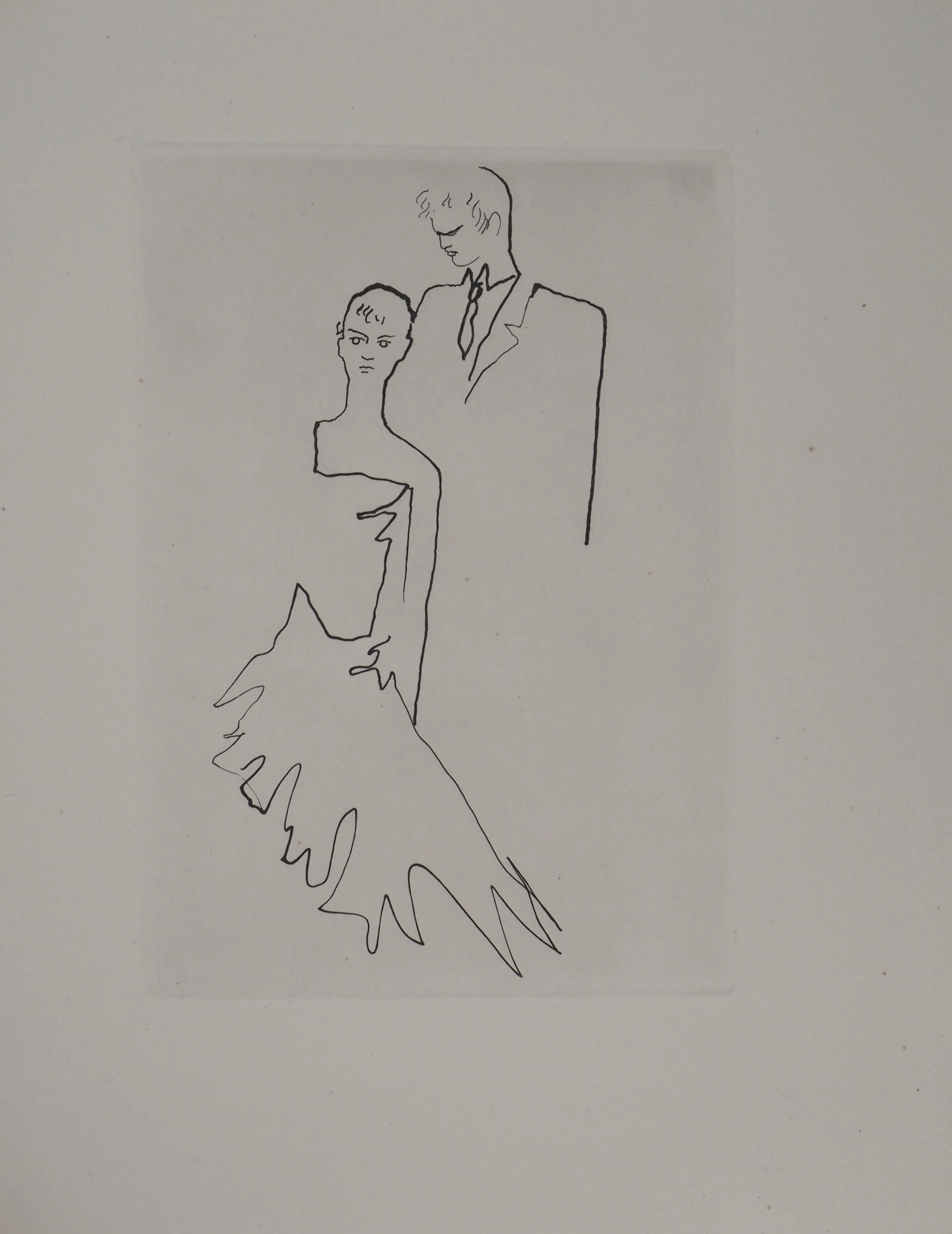 Jean COCTEAU : Le bal du comte d'Orgel, Les amoureux, gravure originale