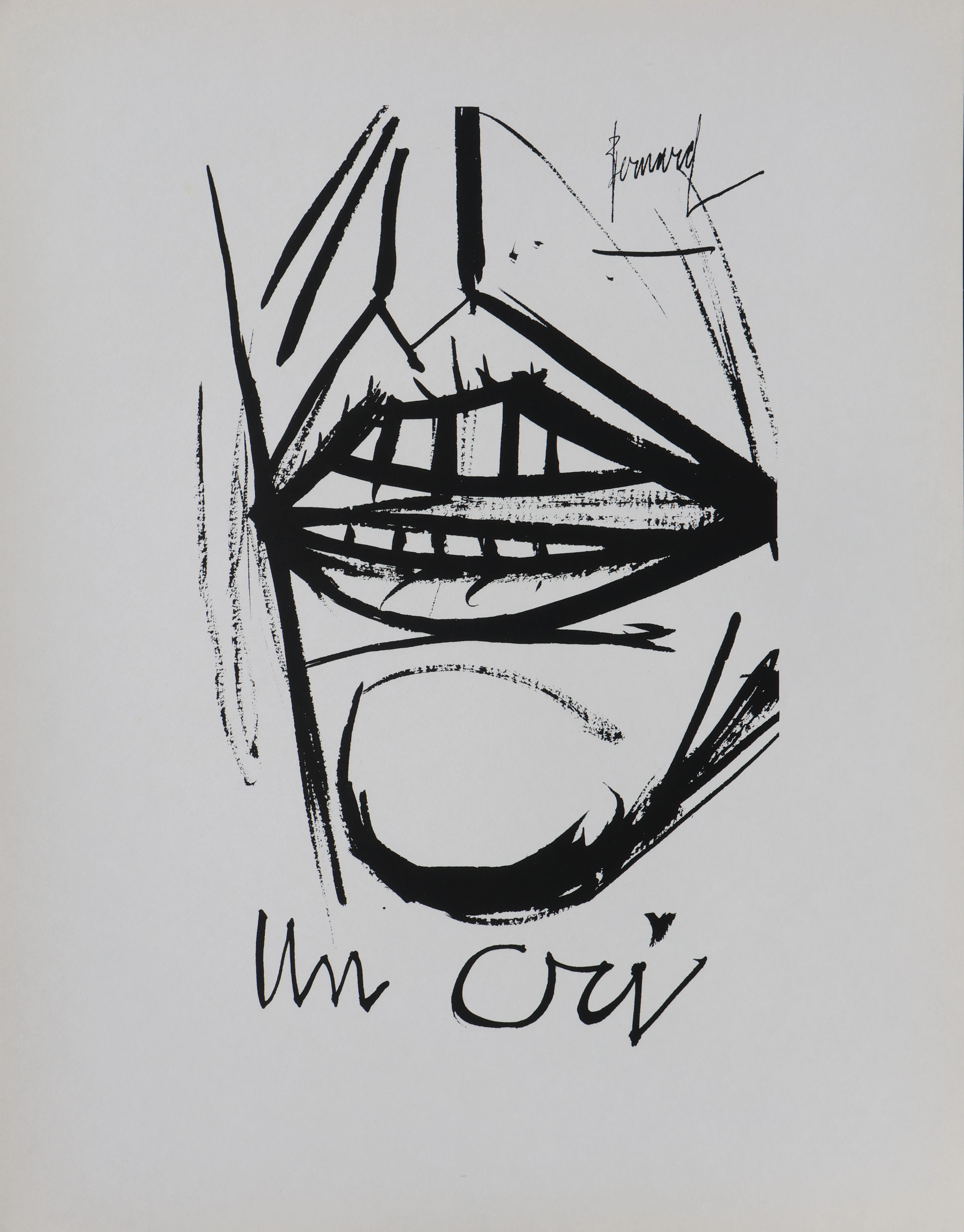 Bernard BUFFET : Un cri, Gravure originale signée