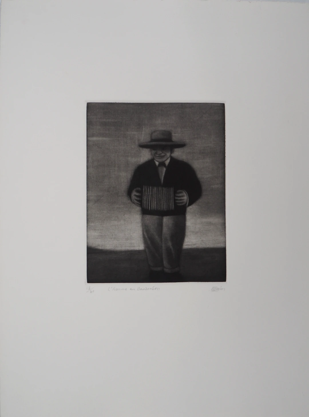 Richard DAVIES : L’homme au bandonéon - Gravure originale signée