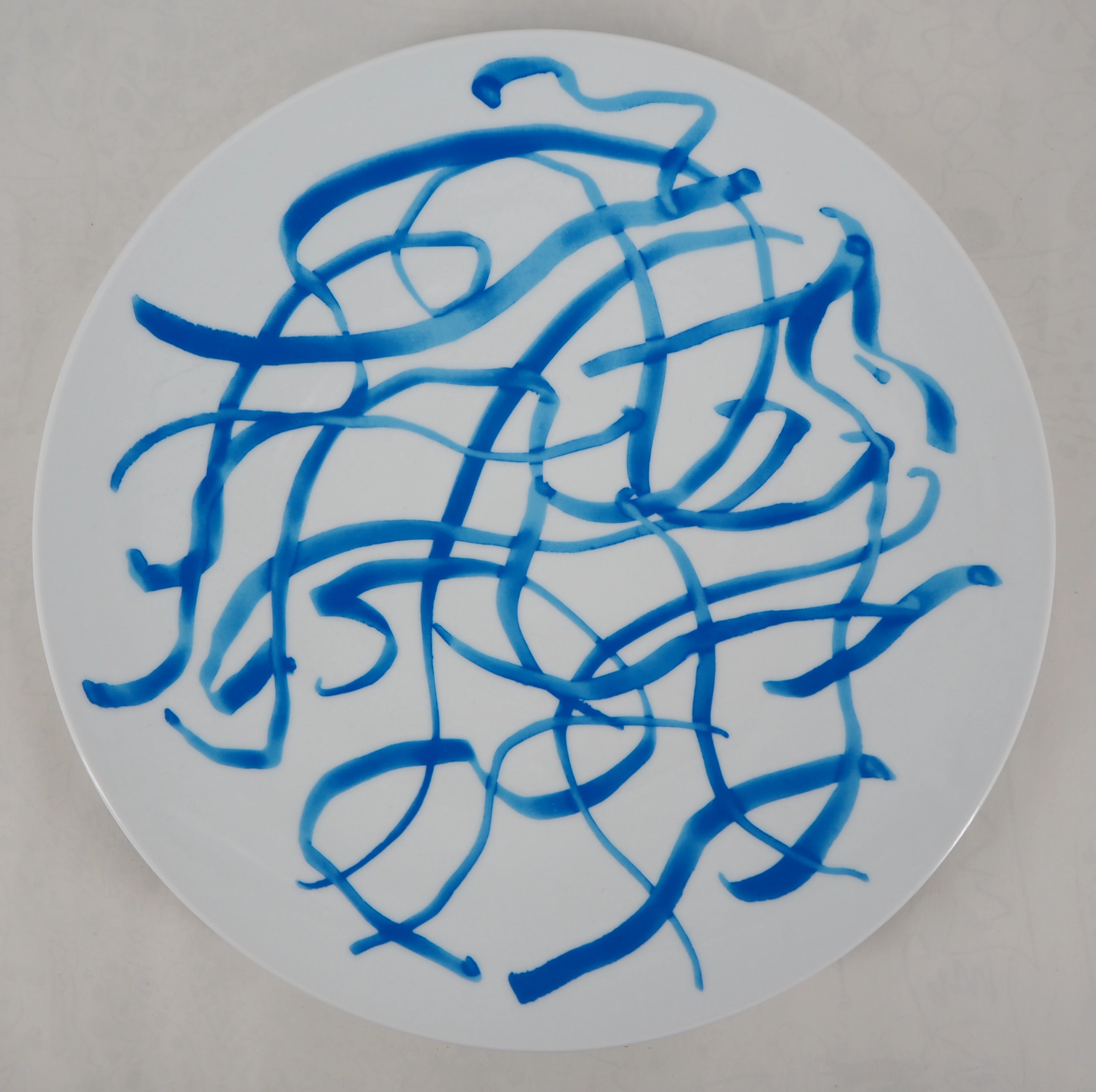 ZAO Wou-Ki - Tracés bleus - Sérigraphie sur Porcelaine, signée