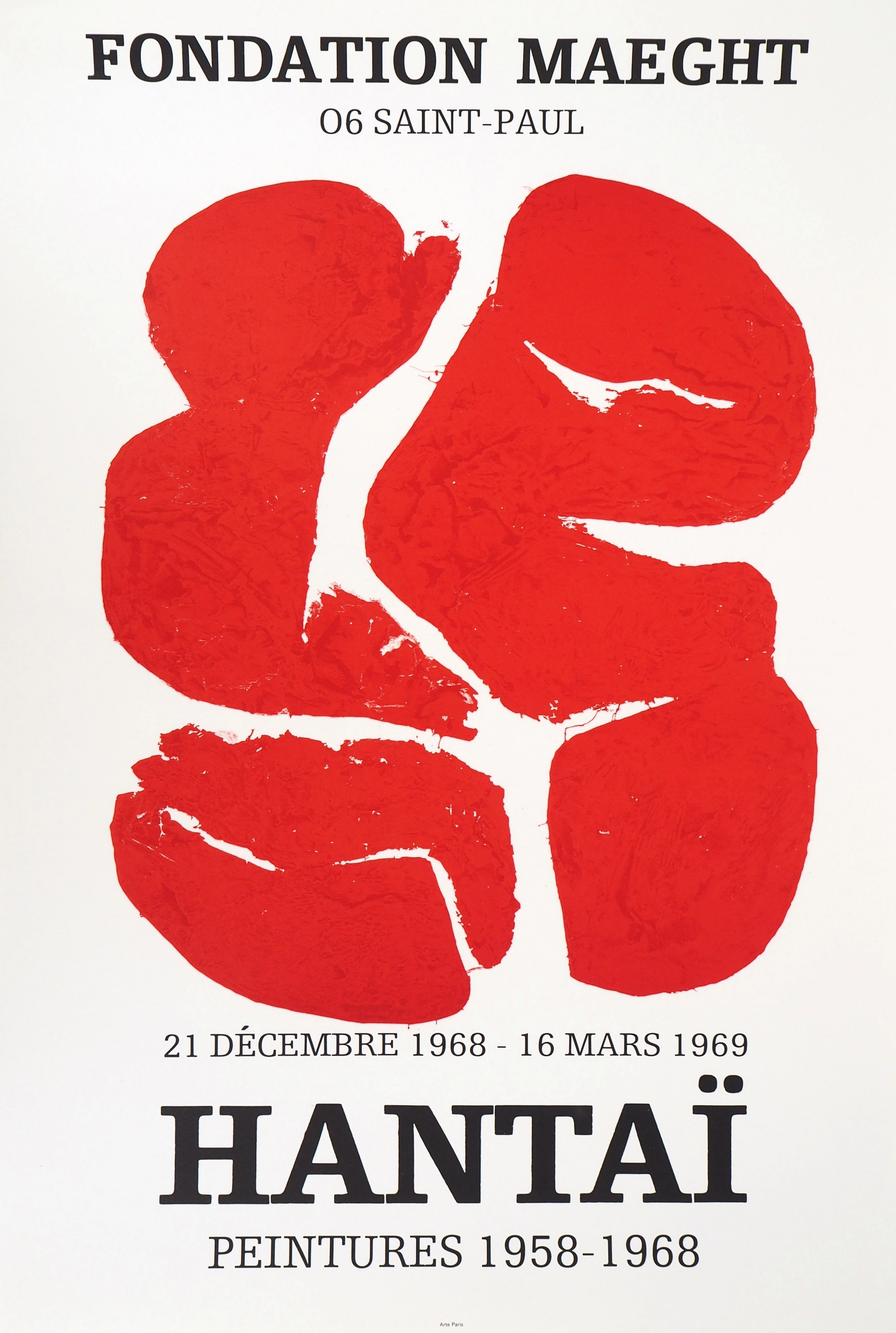 Simon HANTAI : Composition rouge - Lithographie originale 1968
