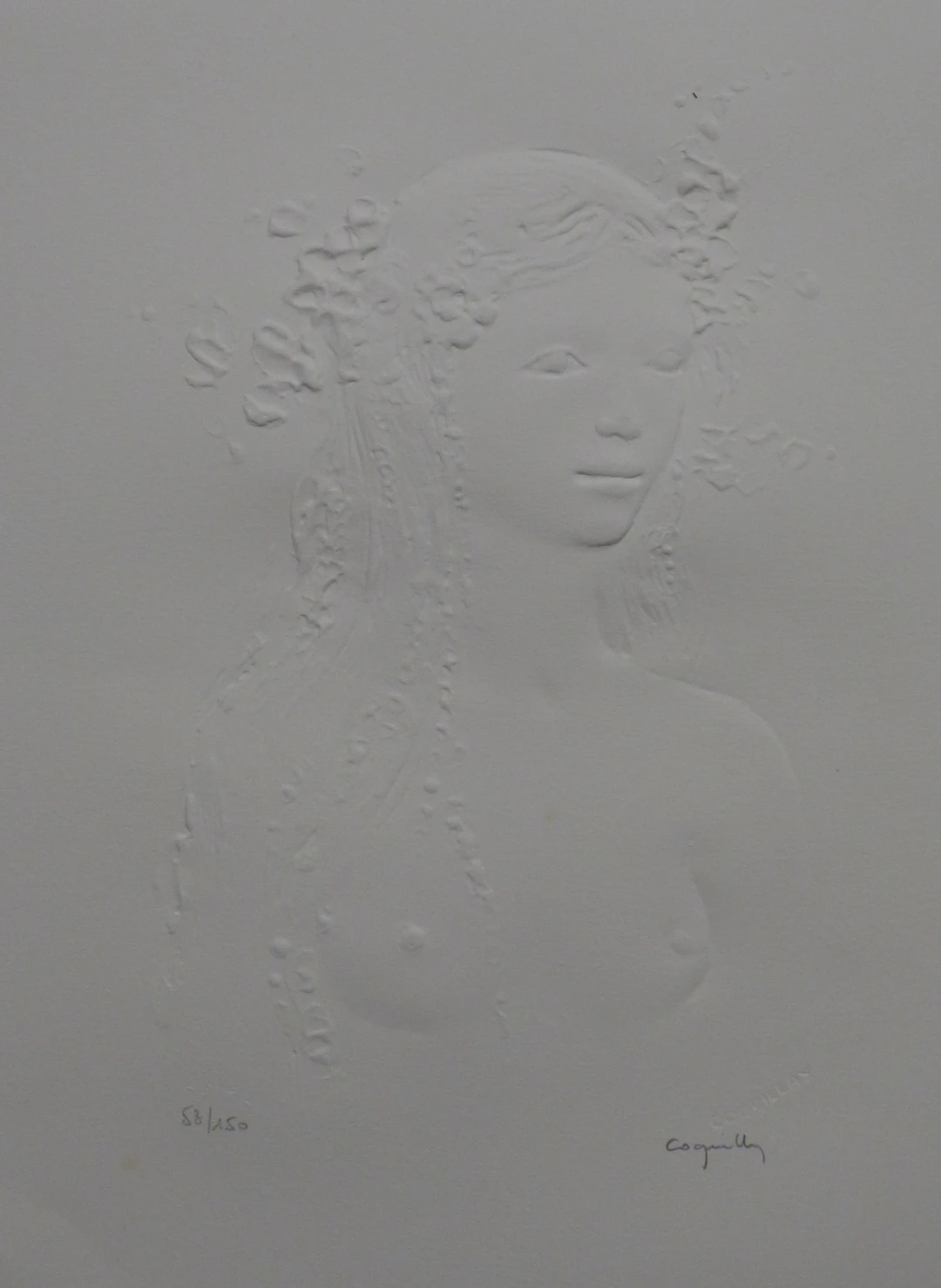 Jacques COQUILLAY - Empreinte nu de femme, 1980 - Gaufrage signé au crayon