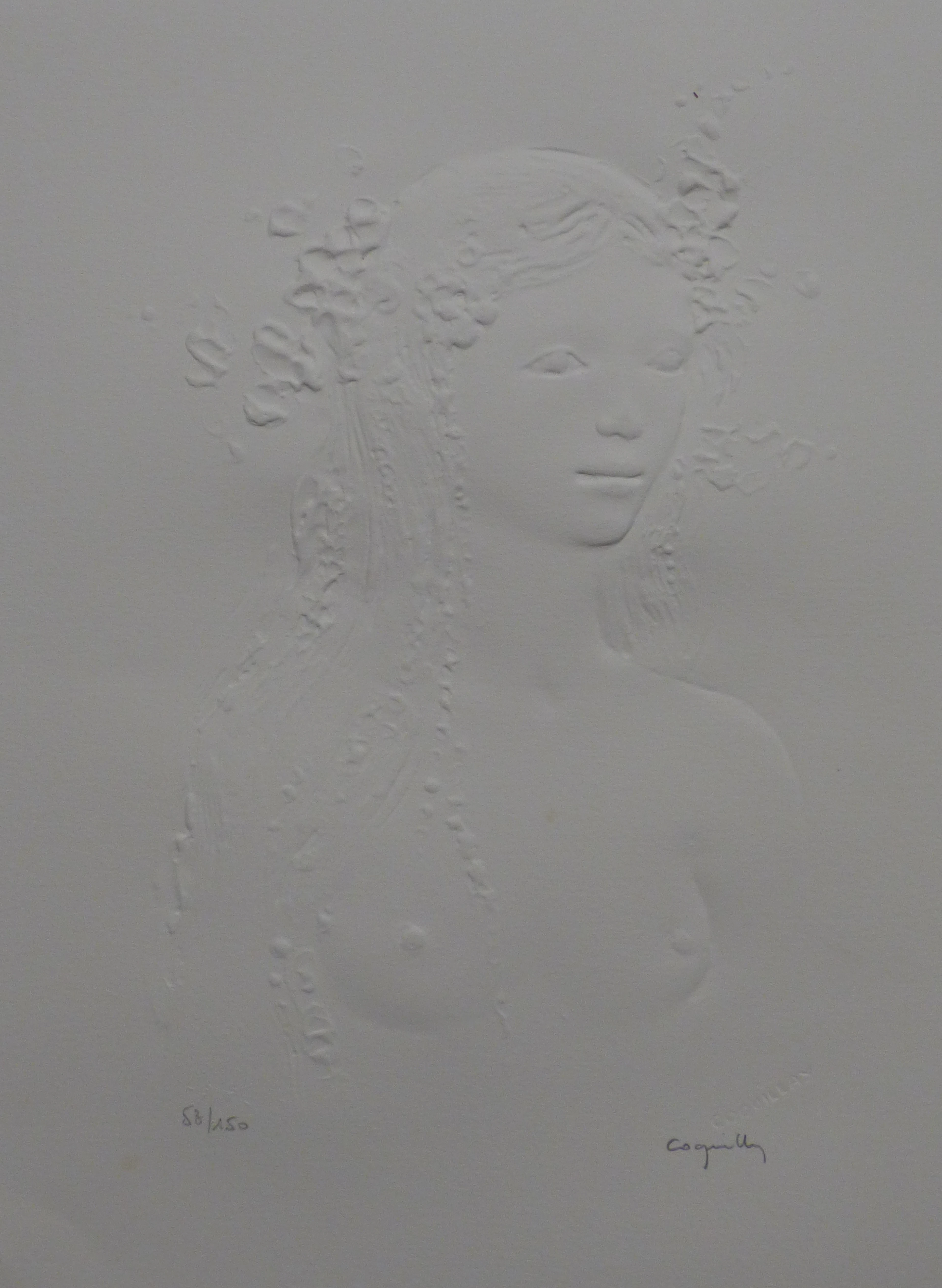 Jacques COQUILLAY - Empreinte nu de femme, 1980 - Gaufrage signé au crayon