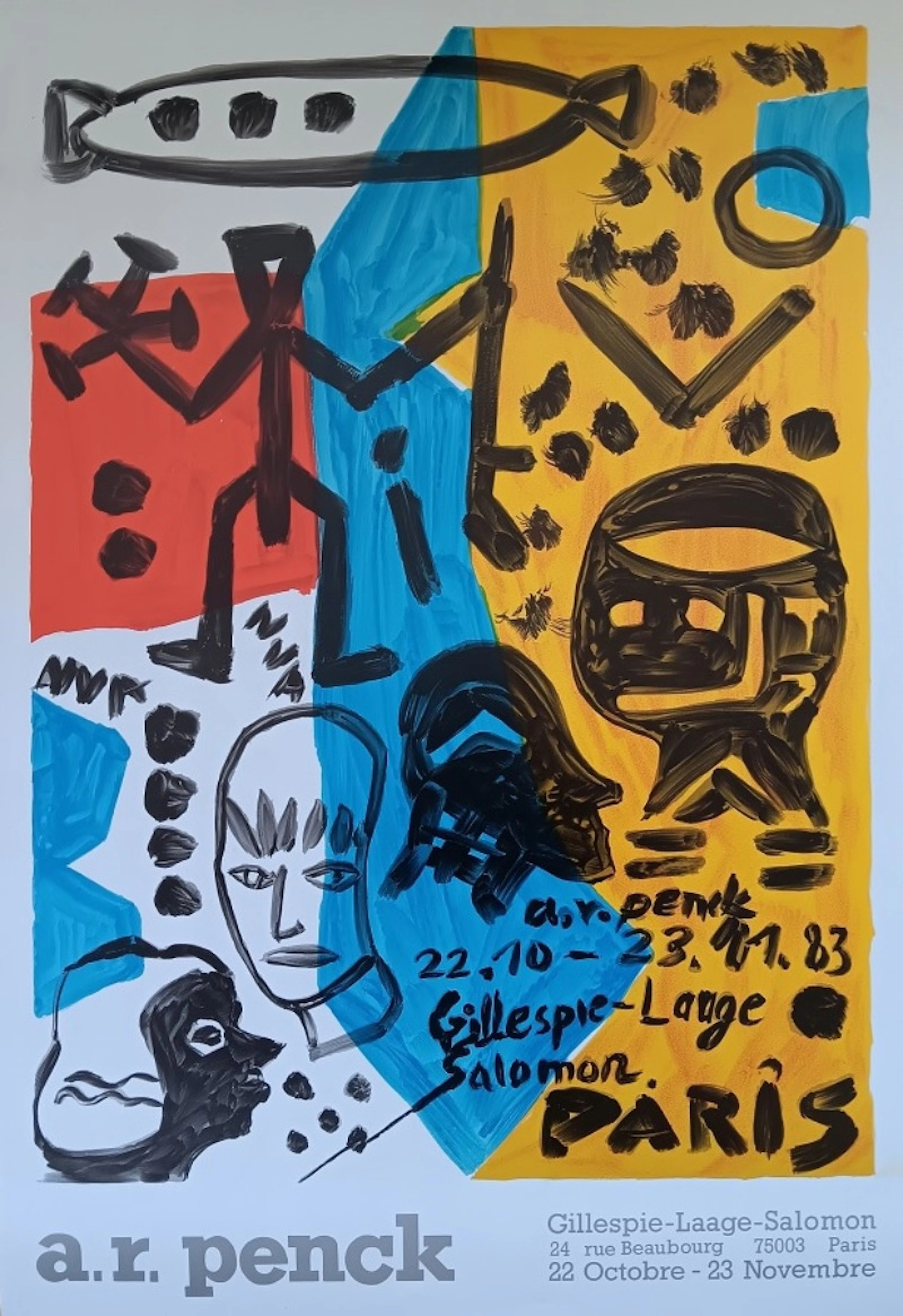 A.R. PENCK - Affiche originale d’exposition - Galerie Gillespie-Laage-Salomon