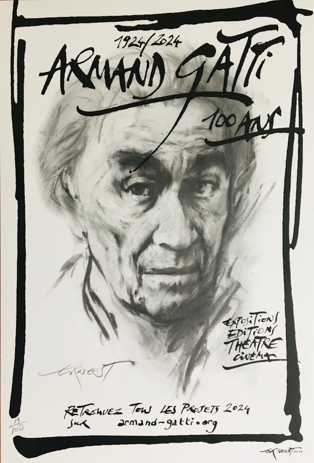 Ernest PIGNON-ERNEST - Armand Gatti, 2023 - Tirage pigmentaire signé au crayon