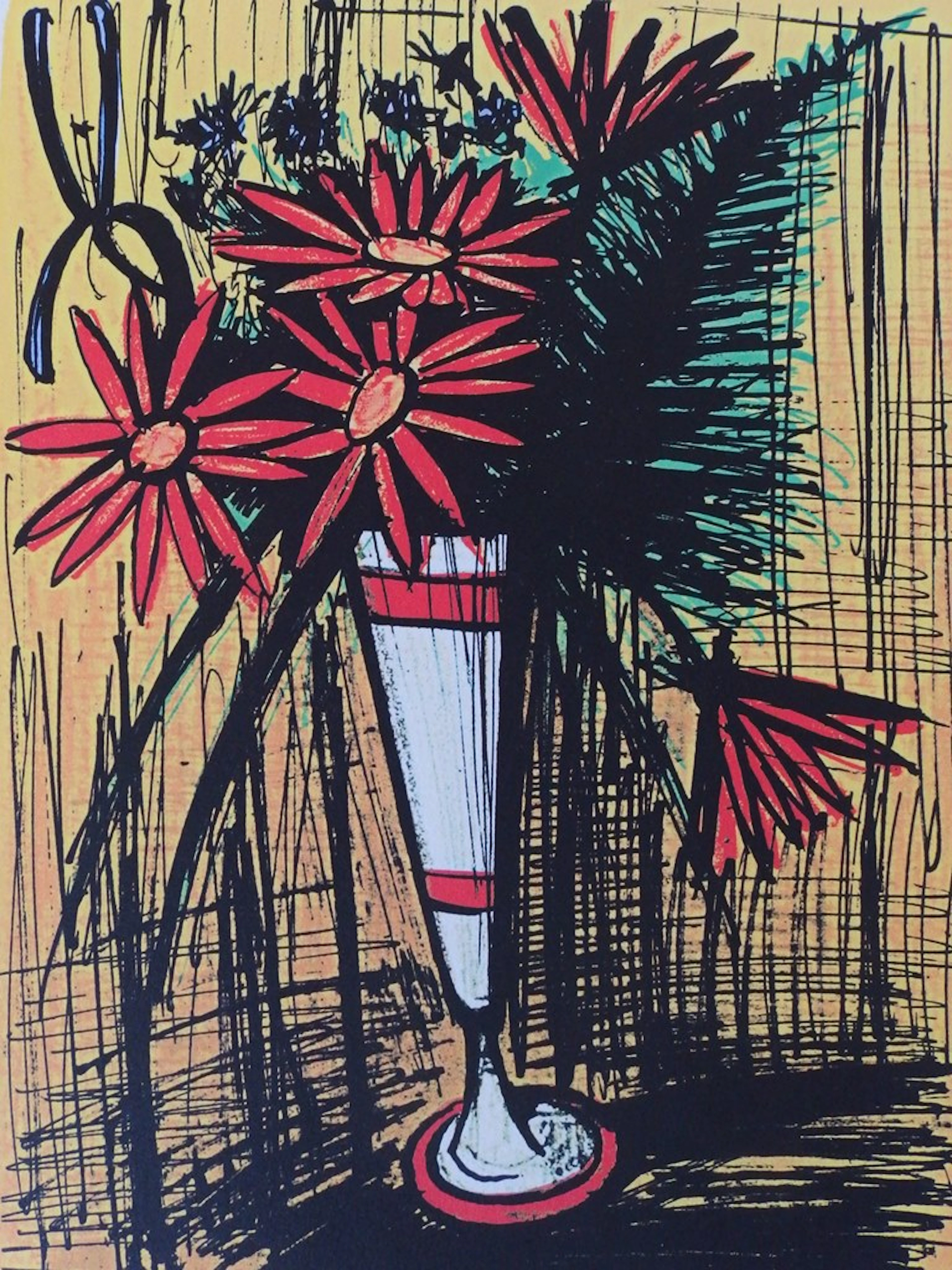 Bernard BUFFET - Bouquet dans un mazagran - Estampe