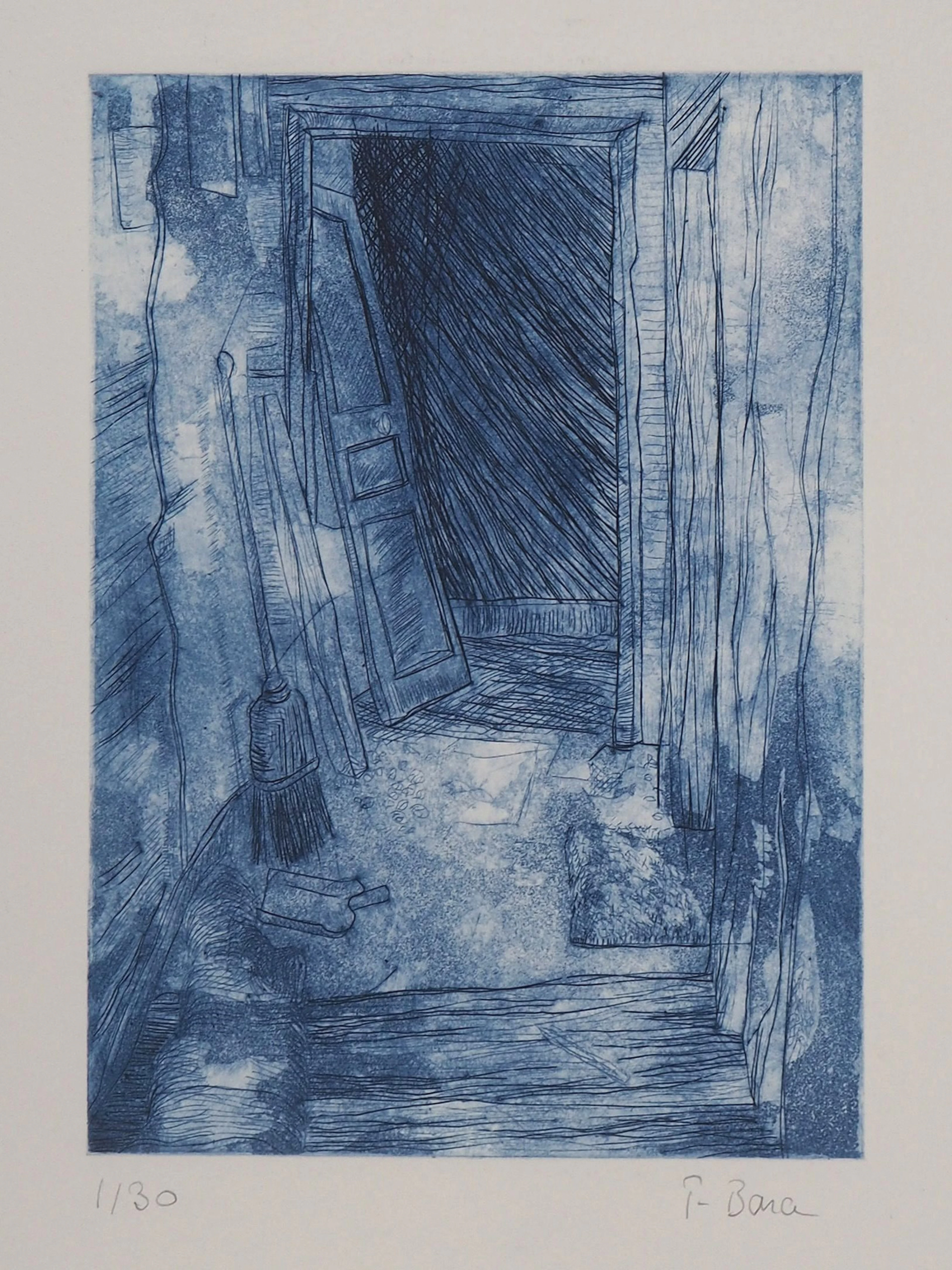 Fabienne BARA : La vieille remise- Gravure originale signée