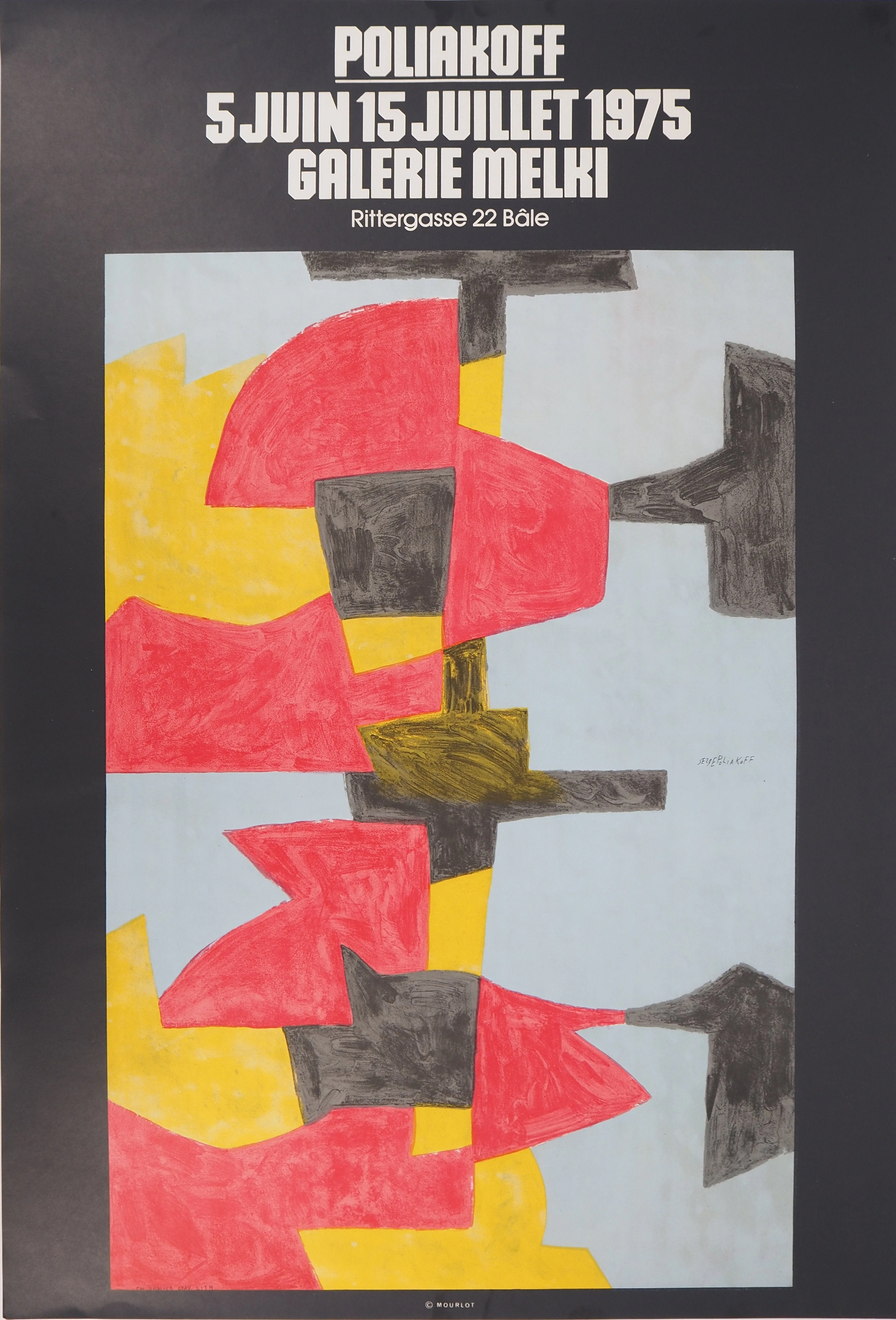 Serge POLIAKOFF : Composition rouge, jaune et noire, Affiche en lithographie